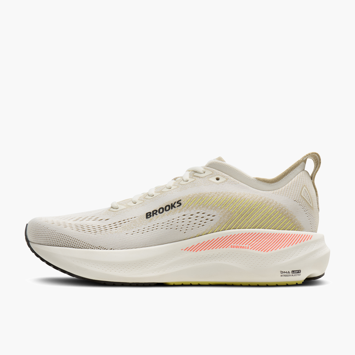Medial angle shot of Men's Adrenaline GTS 26 in Tofu / Lemonade / FieryCoral