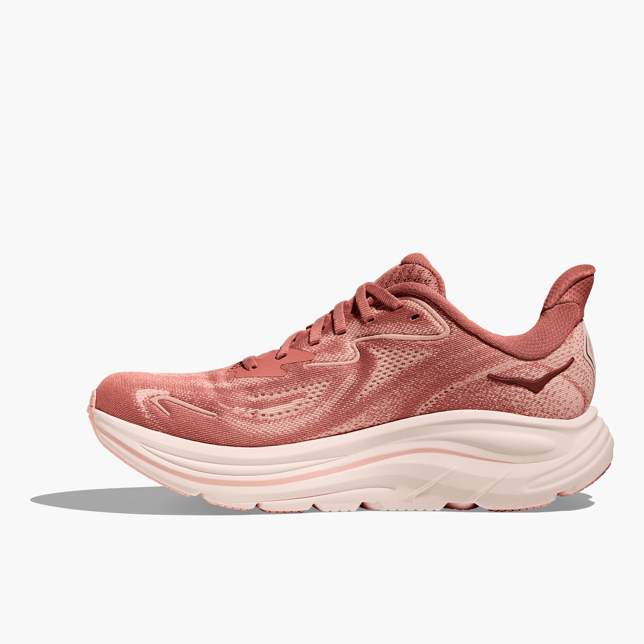 Medial angle shot of Women's Clifton 10 in Blush  /  Rose Latte
