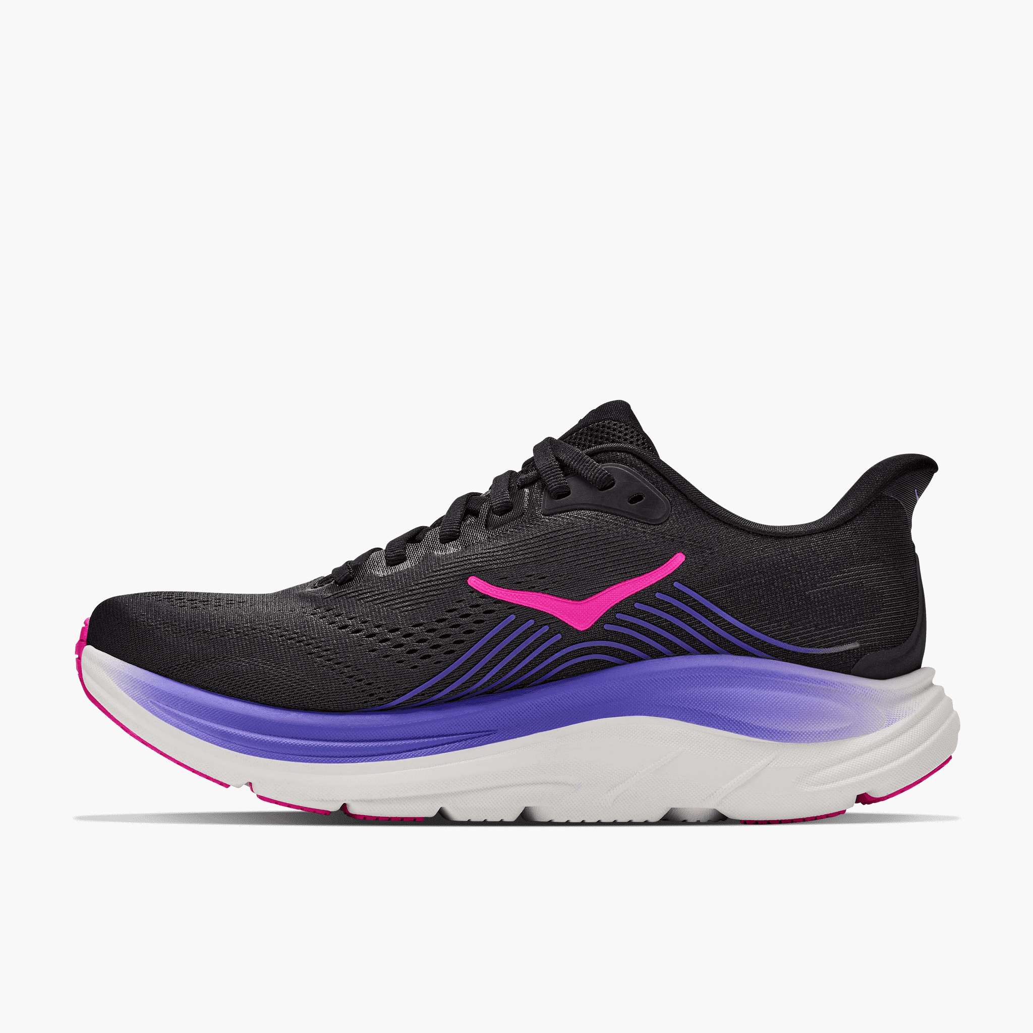 Medial angle shot of Women's Clifton 11 in Black  /  Neon Nebula