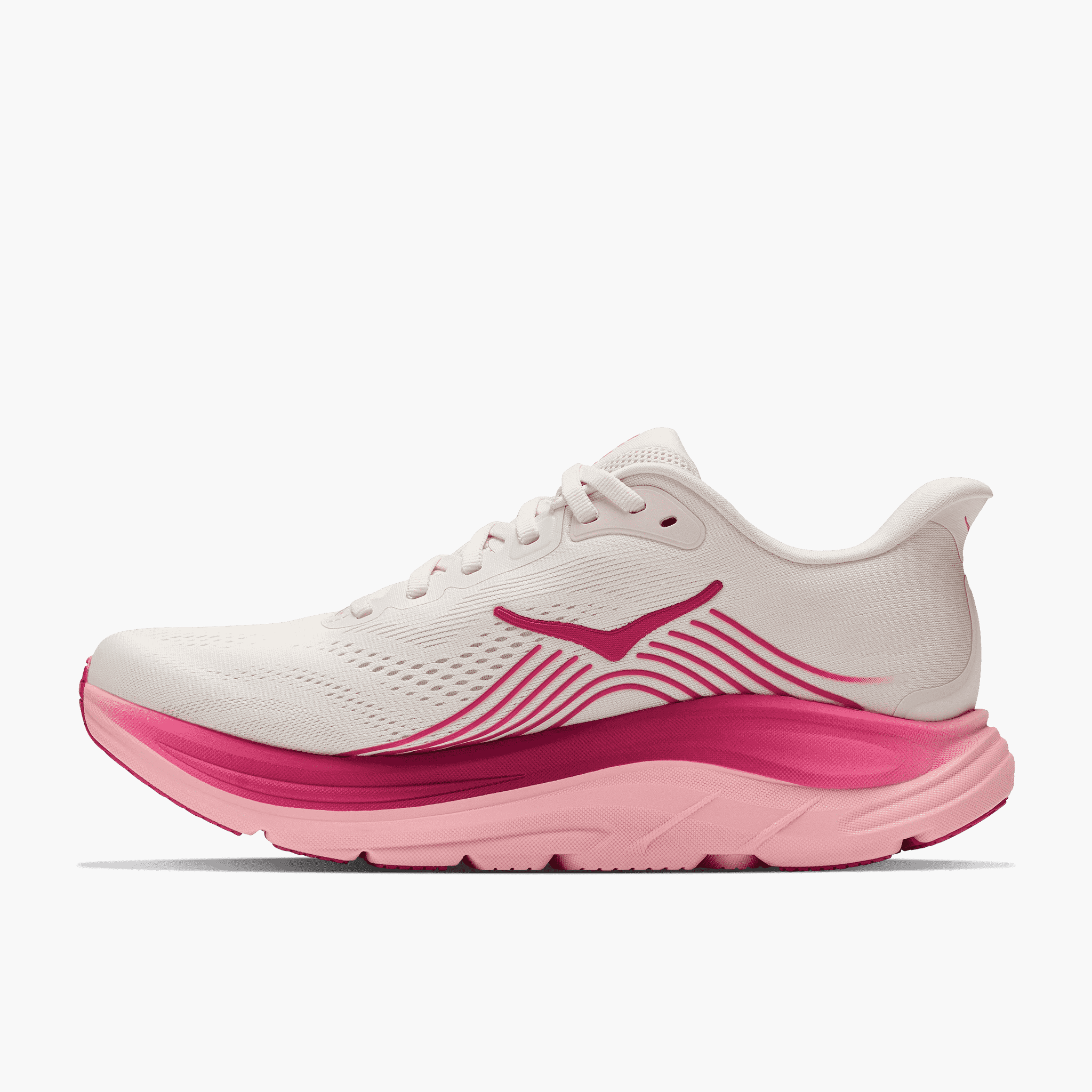 Medial angle shot of Women's Clifton 11 in Rose Cream  /  Dewy Pink