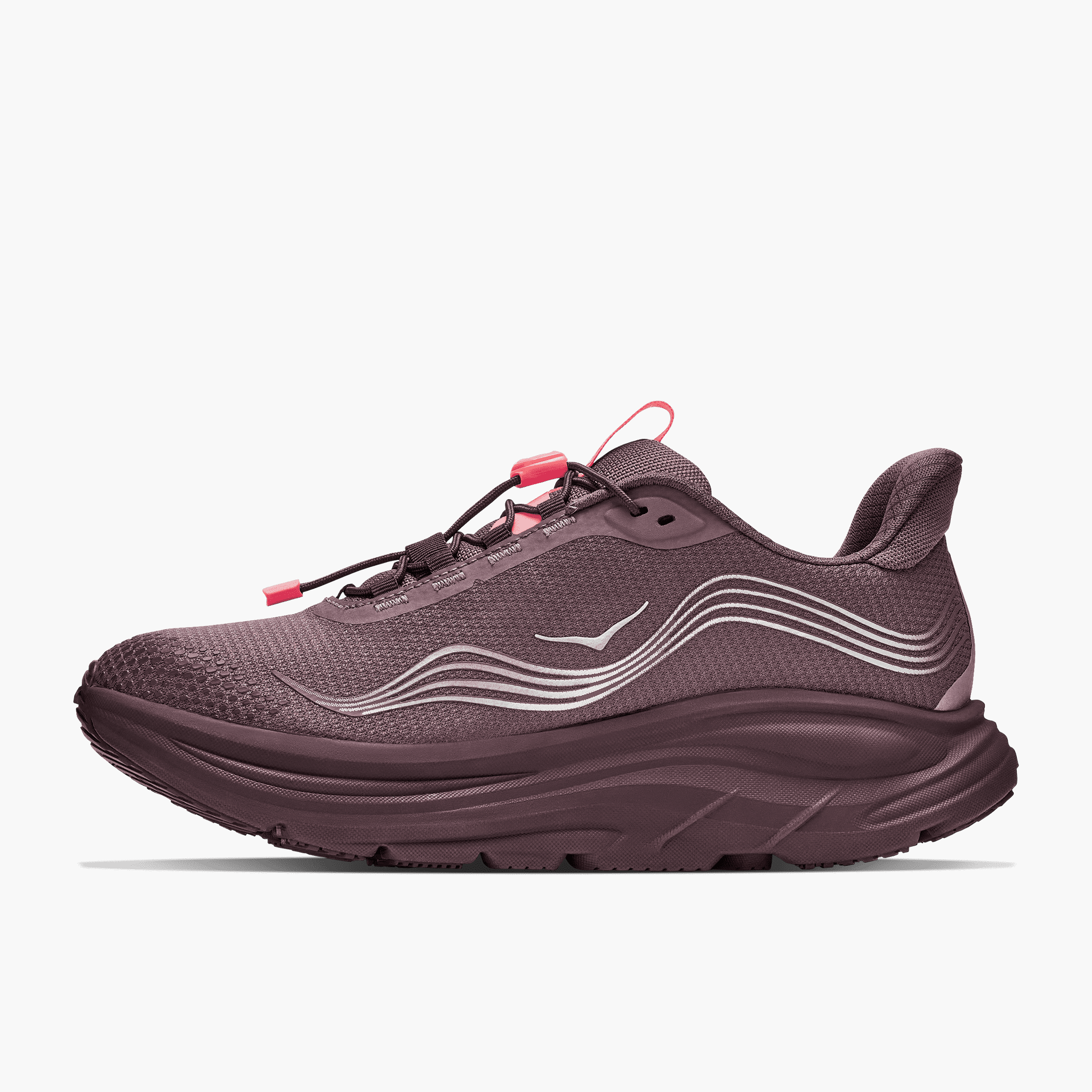 Medial angle shot of Women's Clifton 11 Gore-Tex in Smoky Quartz  /  Deep Mauve