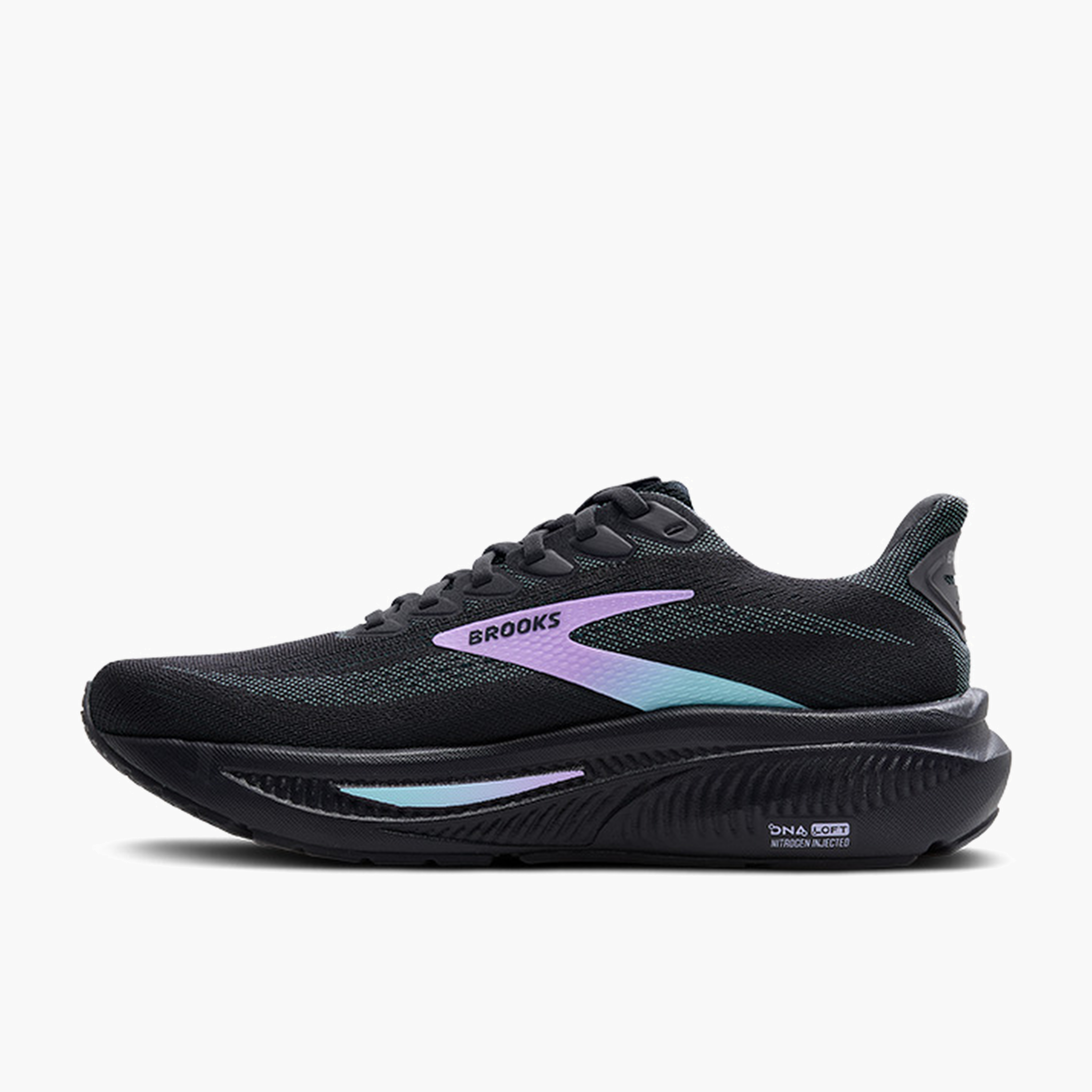 Medial angle shot of Women's Ghost 17 in Grey / Clearwater / Purple