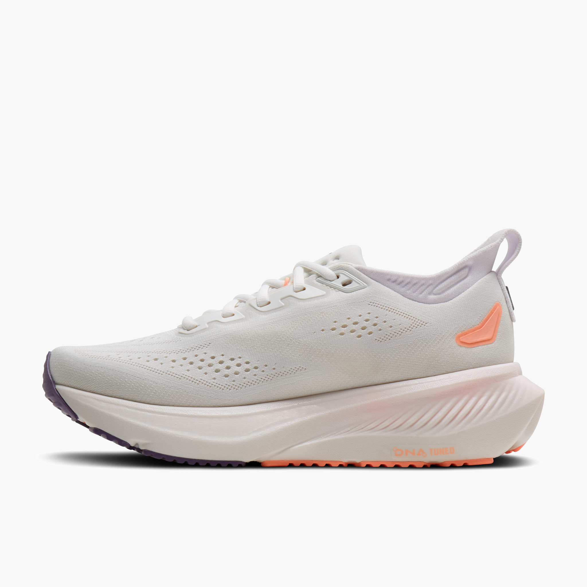 Medial angle shot of Women's Glycerin 23 in White / Mulled Grape / Clear