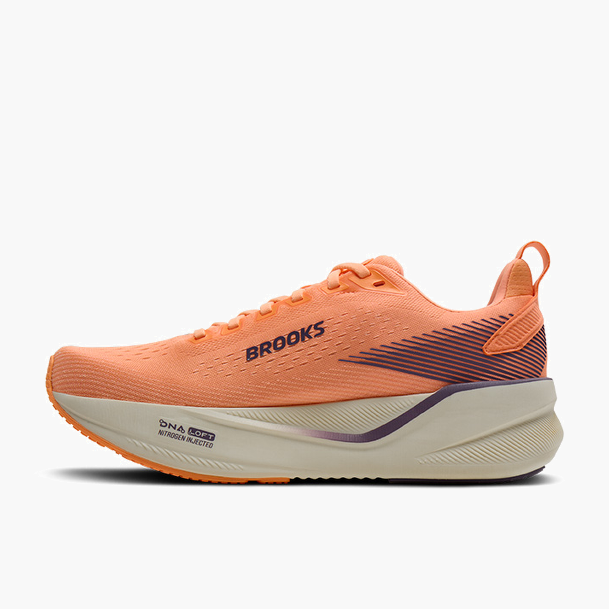 Medial angle shot of Women's Ghost Max 4 in Cyber Peach / Grape / Bluewash