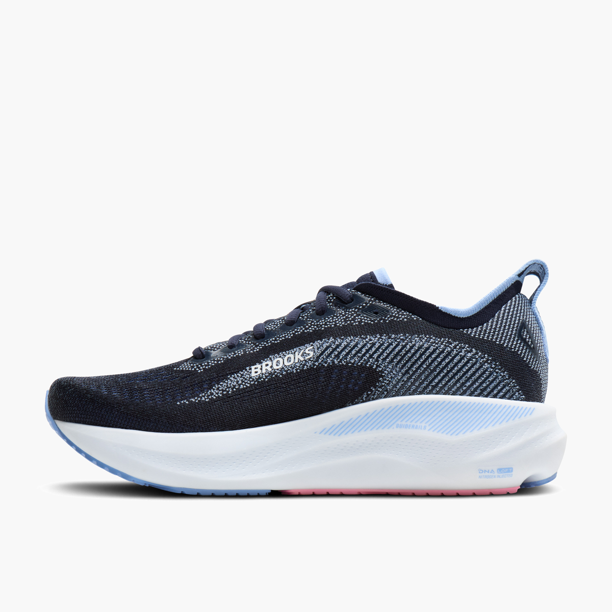 Medial angle shot of Women's Adrenaline GTS 26 in Navy / Cornflower / Pink
