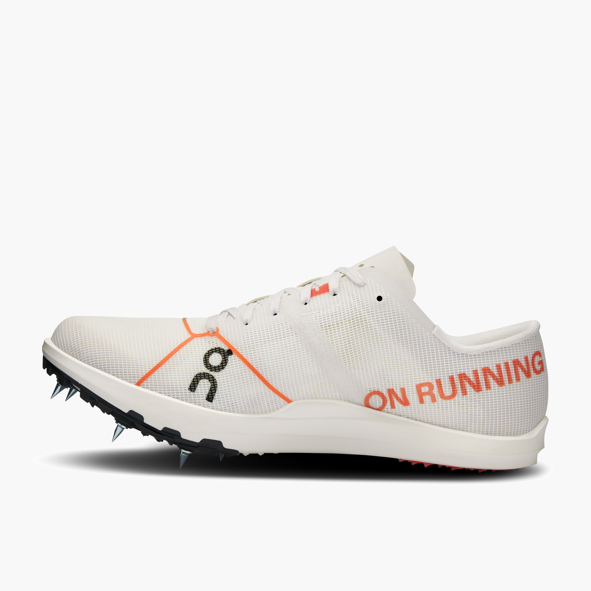 Medial angle shot of Womens Cloudspike XC in Frost / White