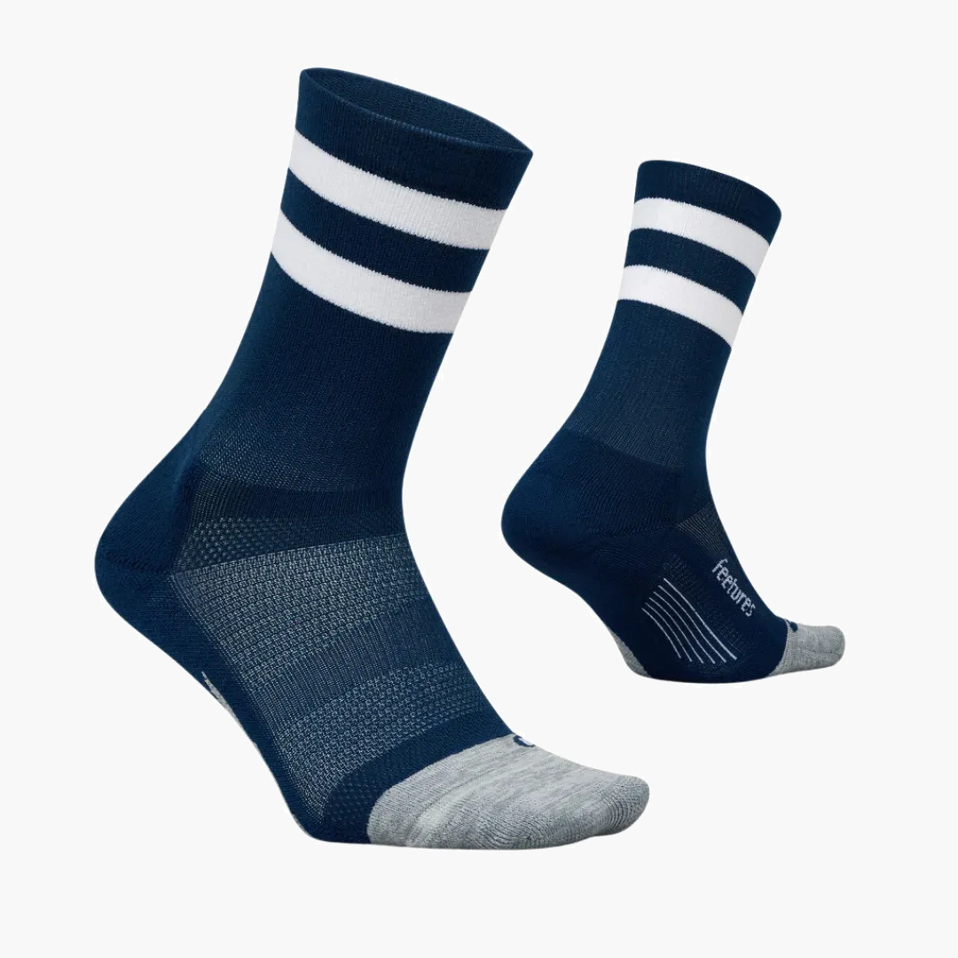 Elite Light Cushion Mini Crew Socks in Navy High Top Stripe - 2