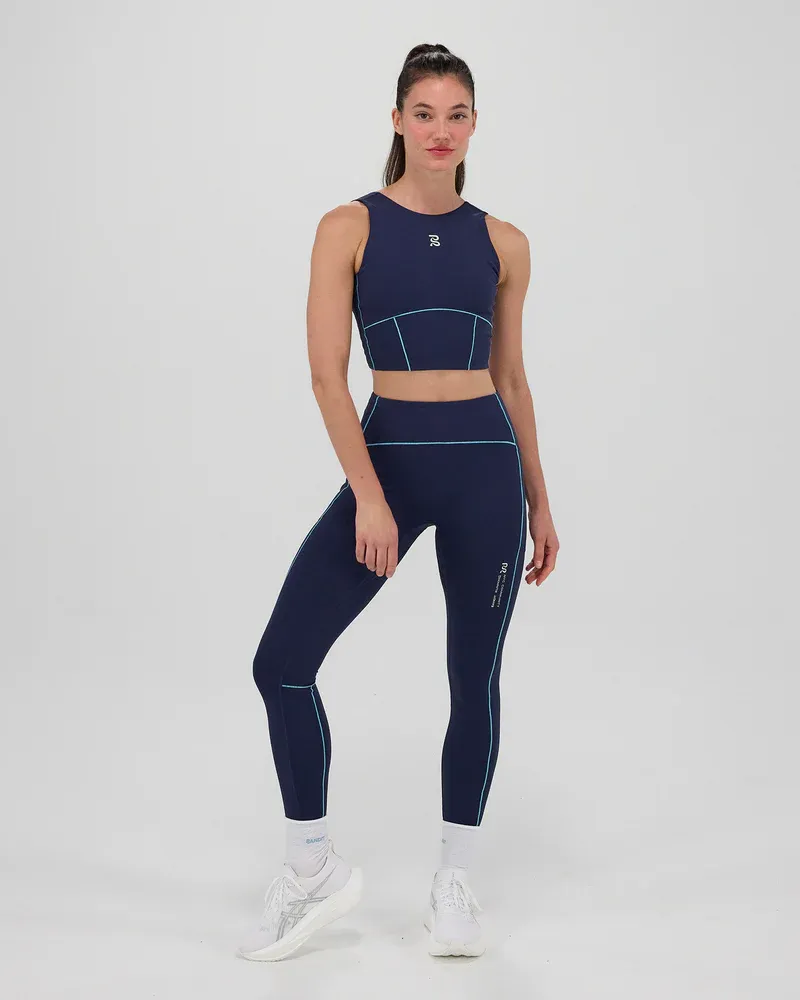 Women s Stamina Pop Stitch High Waist Leggings - NY Navy / Vintage Blue (2)