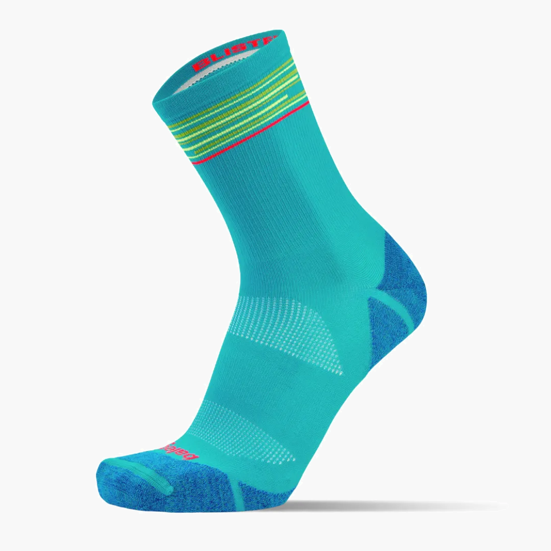 Blister Resist Light Mini Crew Socks in Lake Blue / Lime Punch - 2