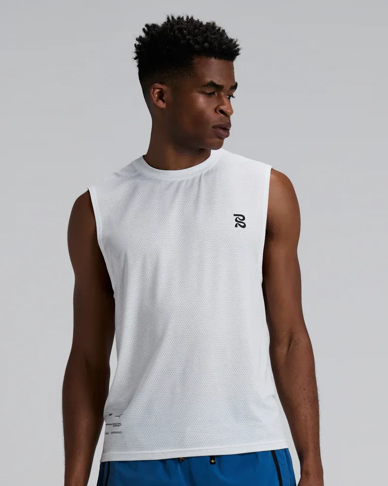 Men s Micromesh Run Tank in White - 2