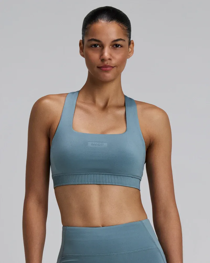 Stamina-V Square Neck Run Bra in Tranquil Blue - 2