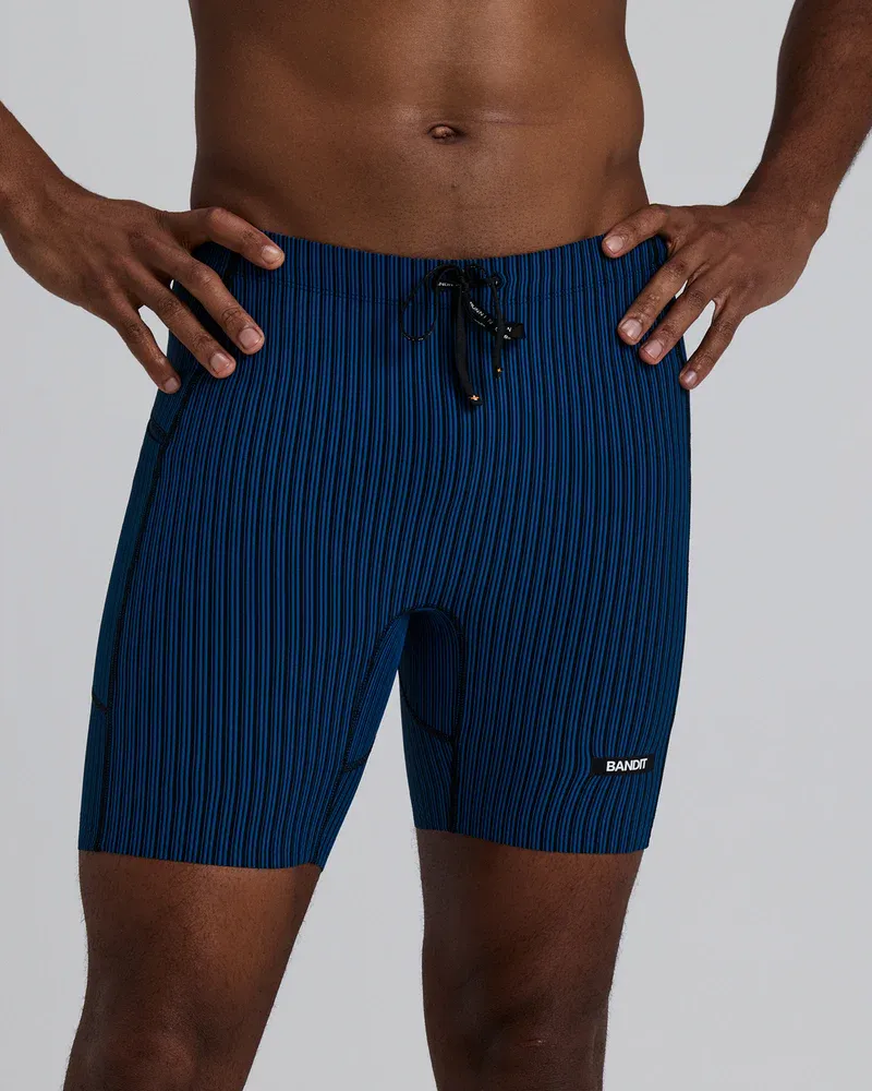 Men s Striped Cadence 7 Pocket Quarter Tights in Ink Blue / Black - 2