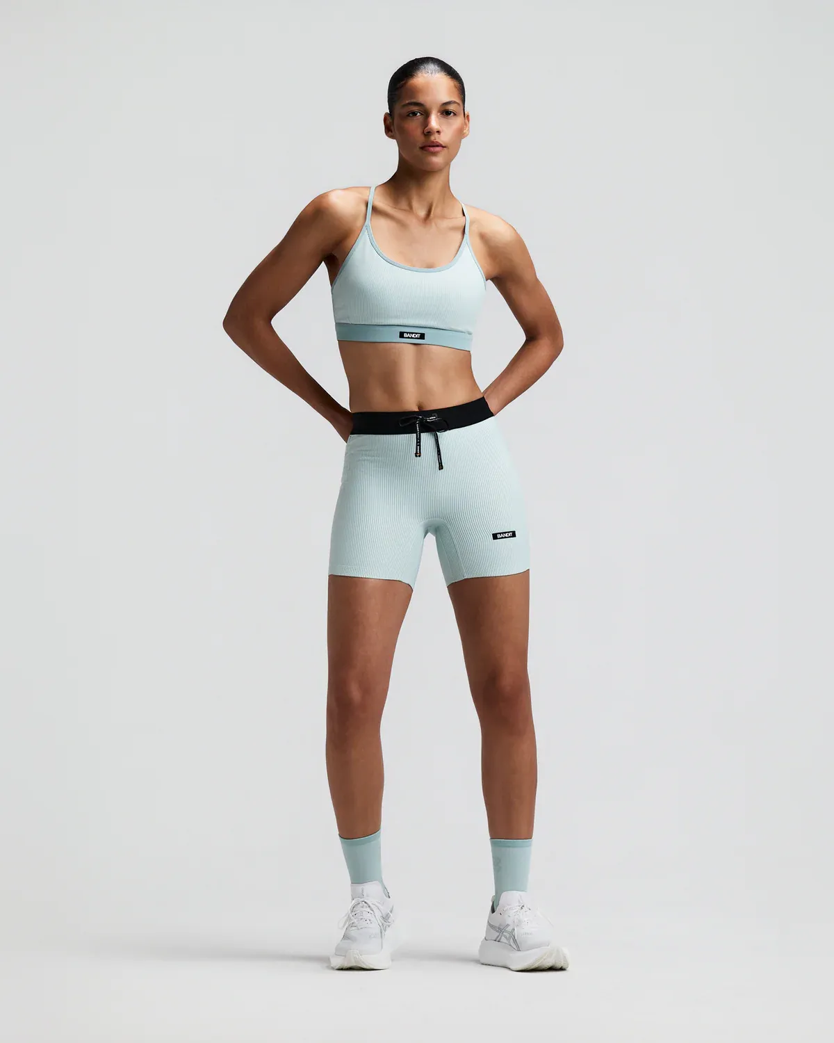 Women s Striped Cadence Compression Shorts 5 in Mist / Lagoon - 2