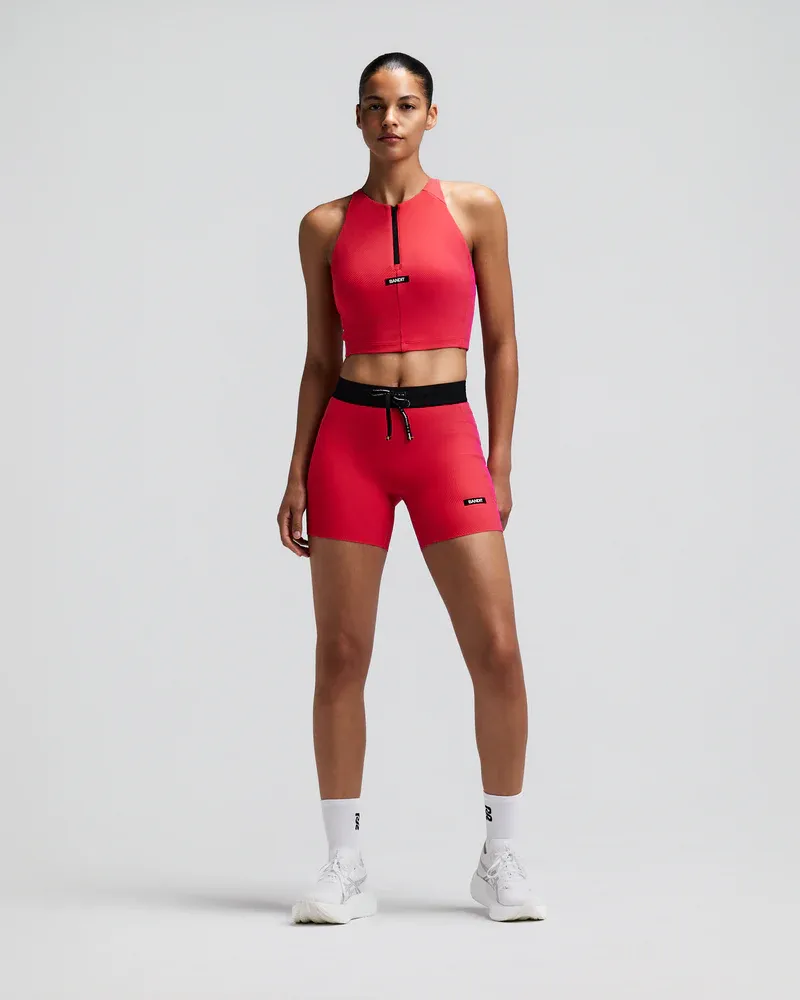 Women s Striped Cadence Compression Shorts 5 in Poppy / Azalea - 2