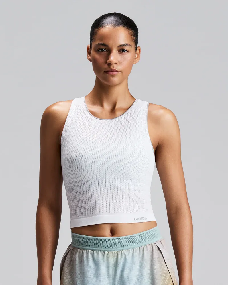 Women s StretchKnit Pop Stitch Run Tank in White - 2
