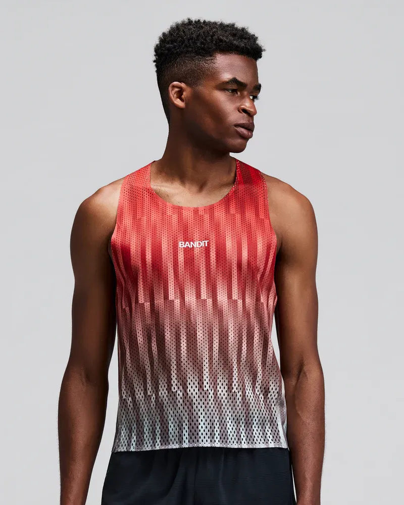 Men s Shredder Shorty Race Singlet in Uneven Gradient / Poppy - 2