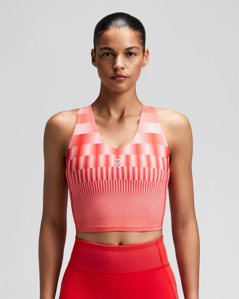 Women s Vanisher V-Neck Race Crop in Growing Grid / Poppy - 2
