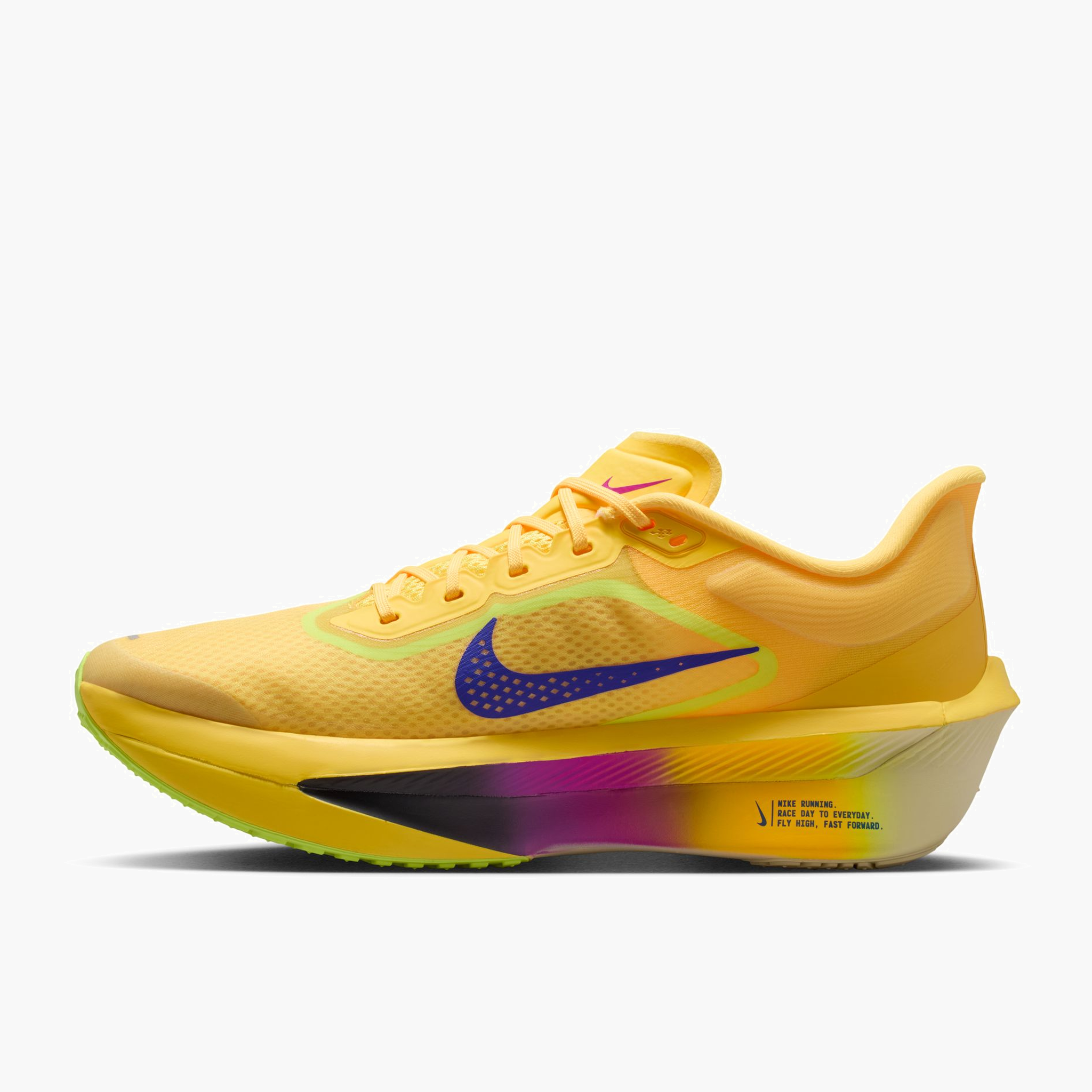 Medial angle shot of Men's Zoom Fly 6 in Citron Pulse / Indigo Burst-Volt Ice