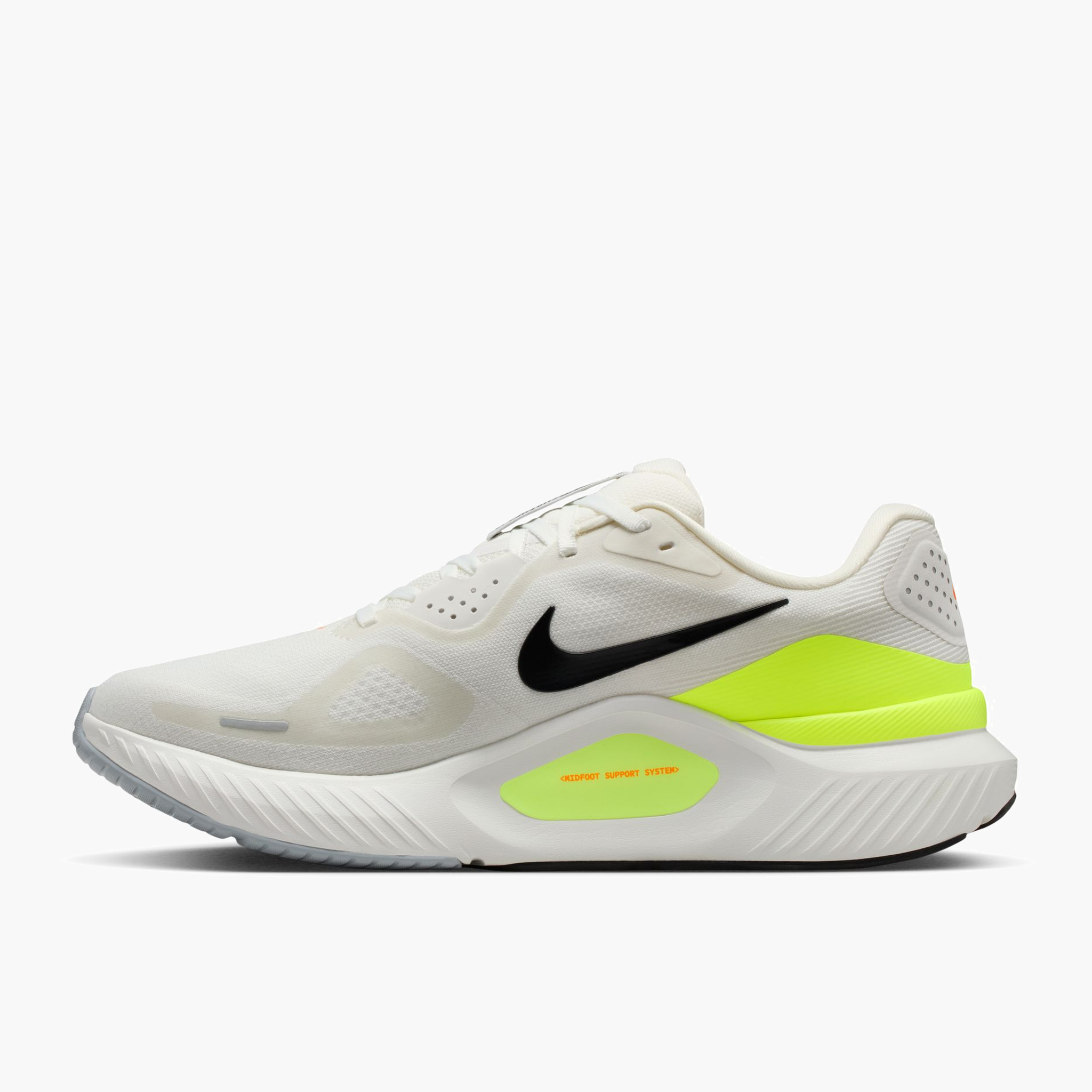 Medial angle shot of Men's Structure 26 in Summit White / Black-Volt-Total Orange