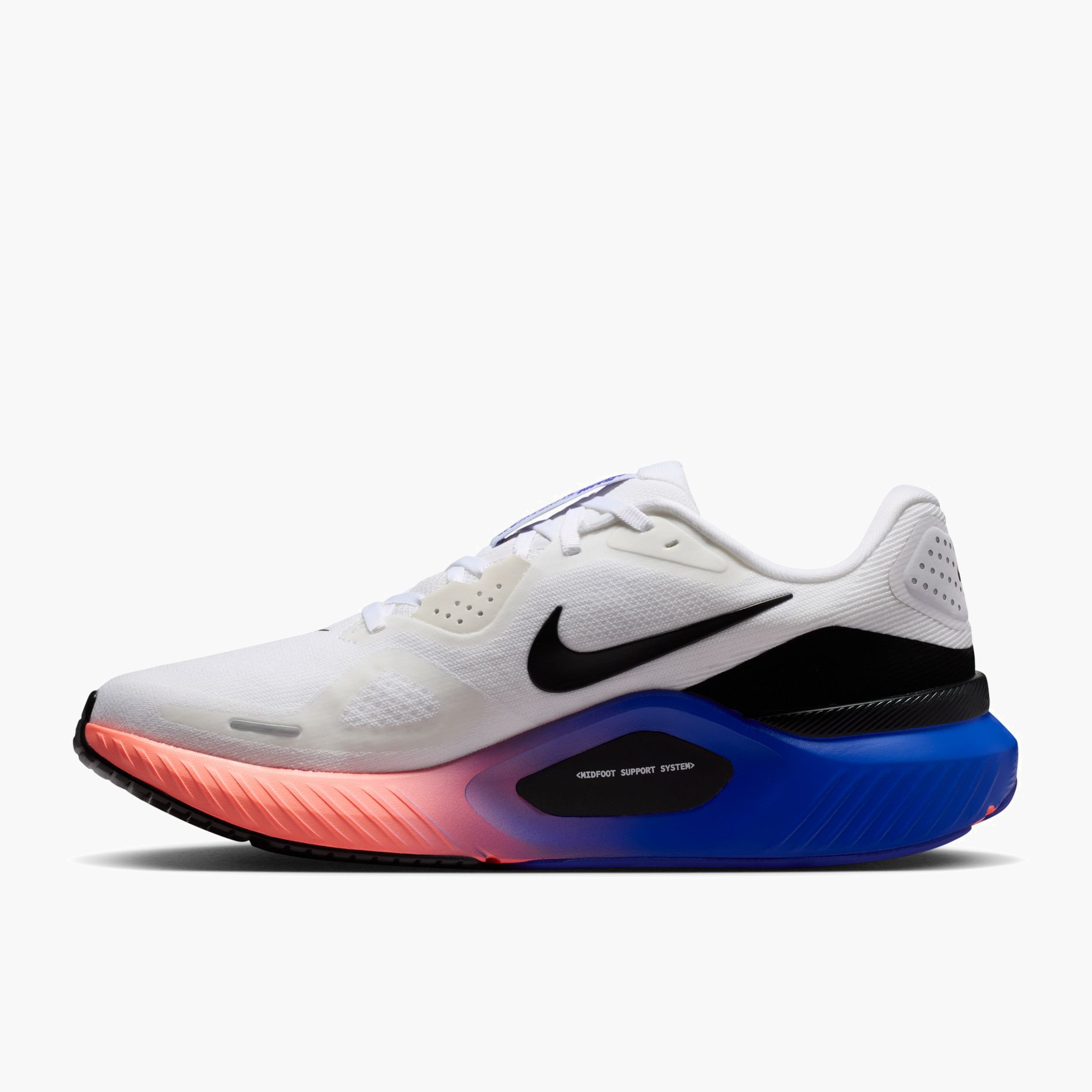 Medial angle shot of Men's Structure 26 in White / Black-Atomic Pink-Racer Blue