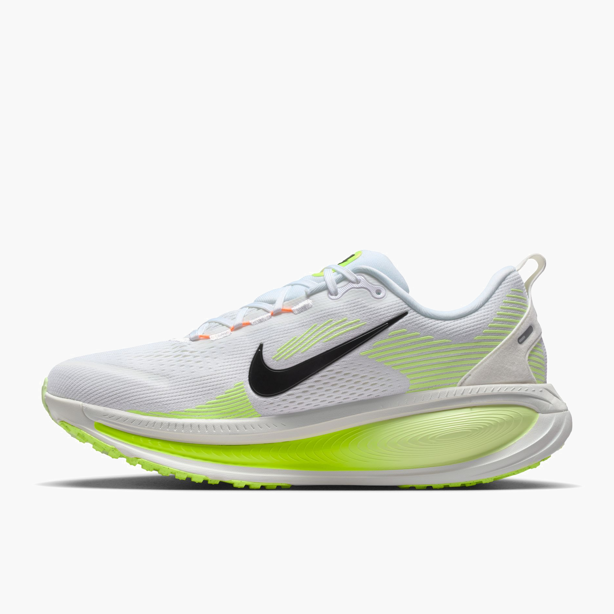 Medial angle shot of Men's Vomero 18 in White / Black-Volt-Barely Volt
