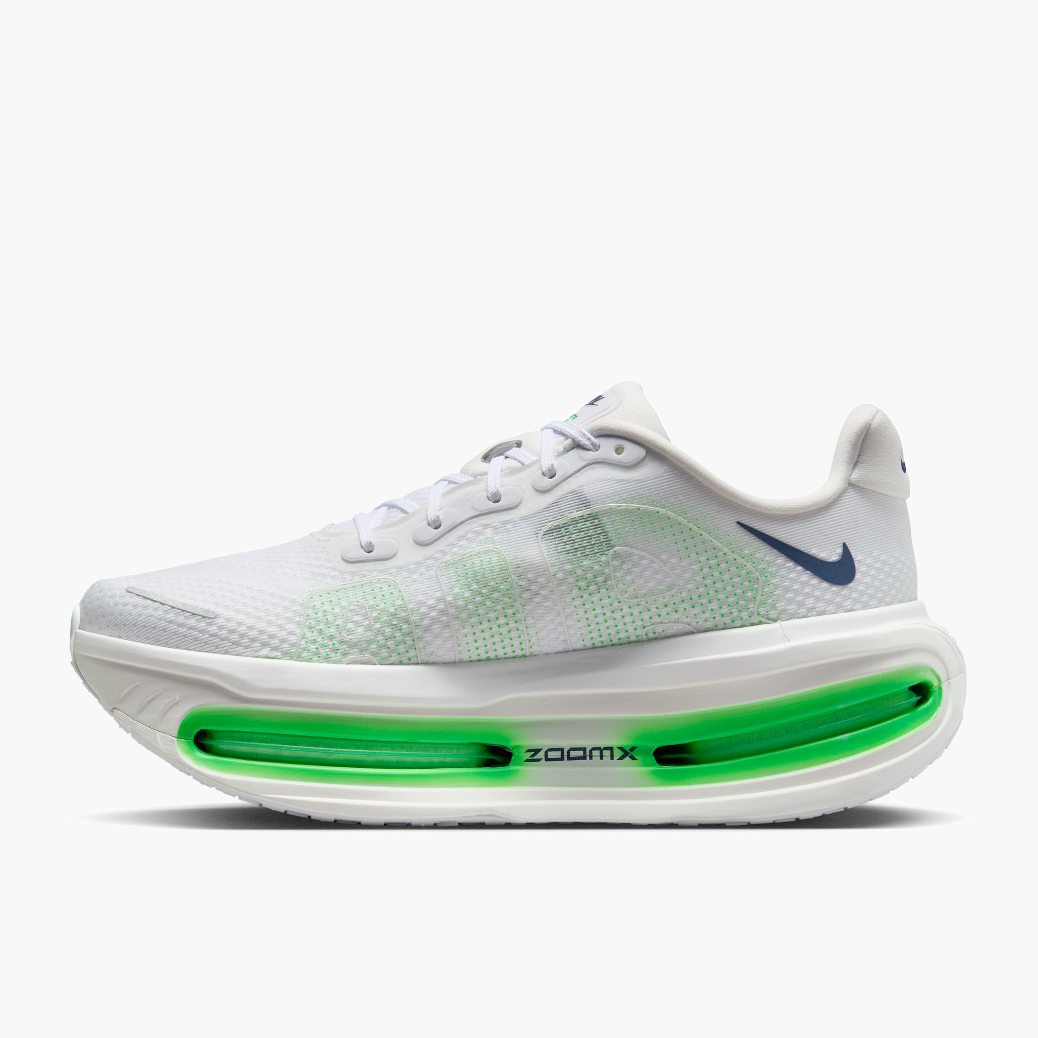 Medial angle shot of Men's Vomero Premium in White / Midnight Navy-Green Spark