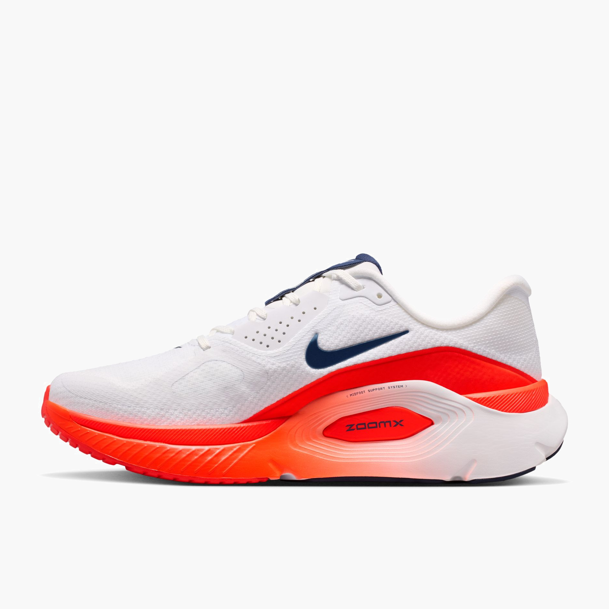 Medial angle shot of Men's Structure Plus in White / Midnight Navy-Bright Crimson