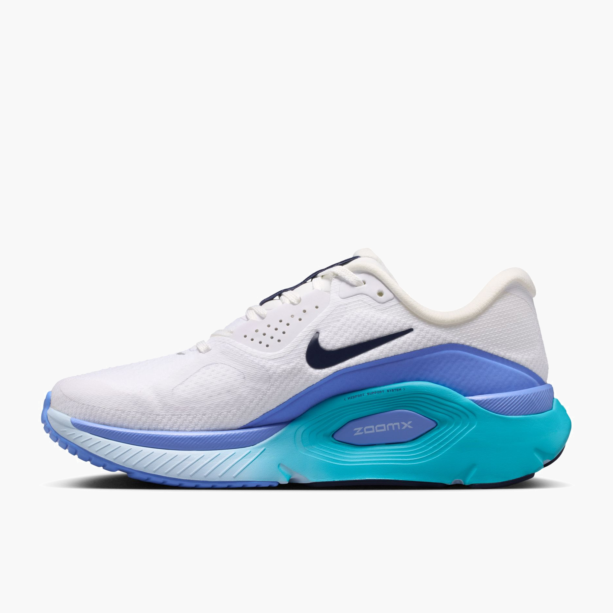 Medial angle shot of Women's Structure Plus in White / Midnight Navy-Royal Pulse