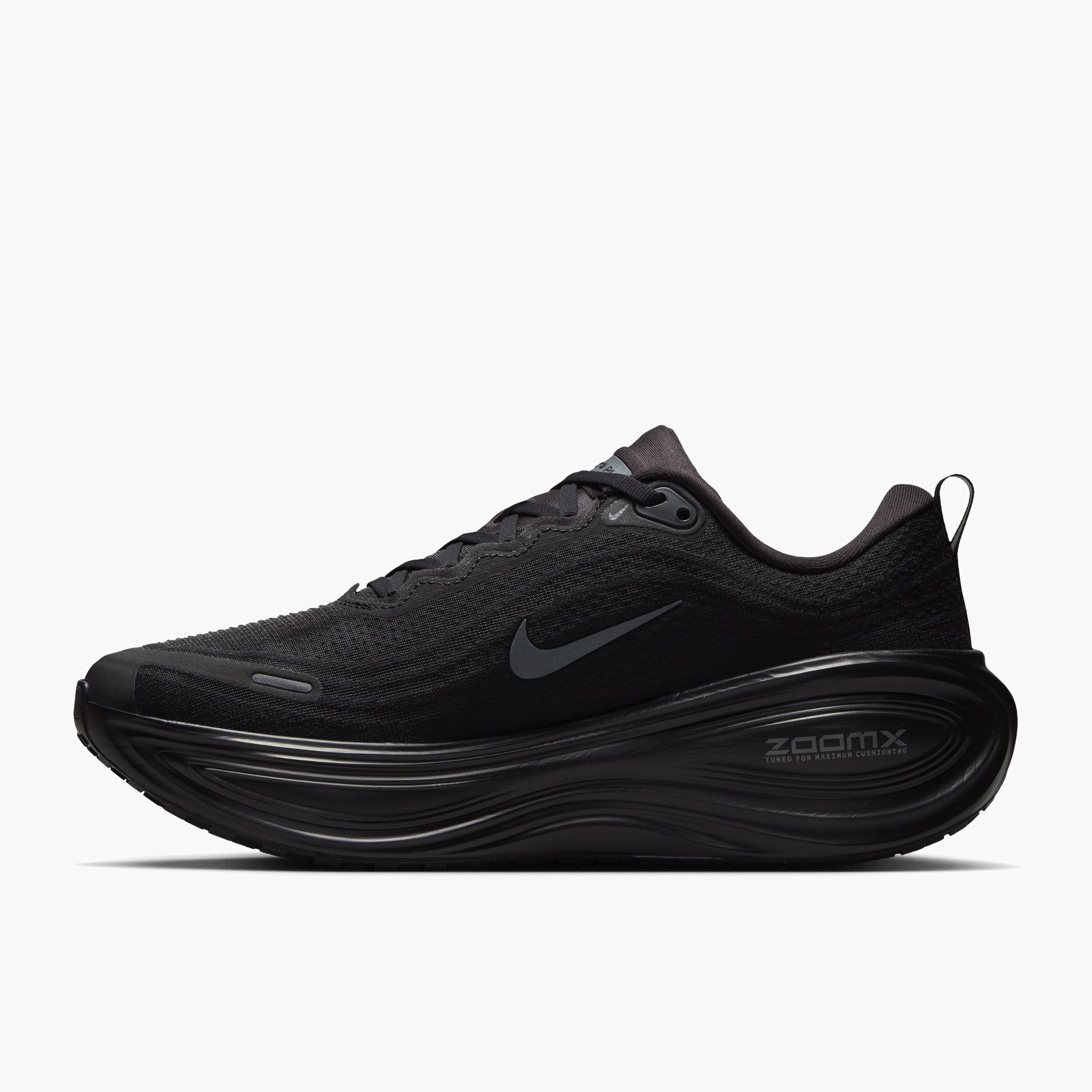Medial angle shot of Men's Vomero Plus in Black / Dk Smoke Grey-Mtlc Dark Grey