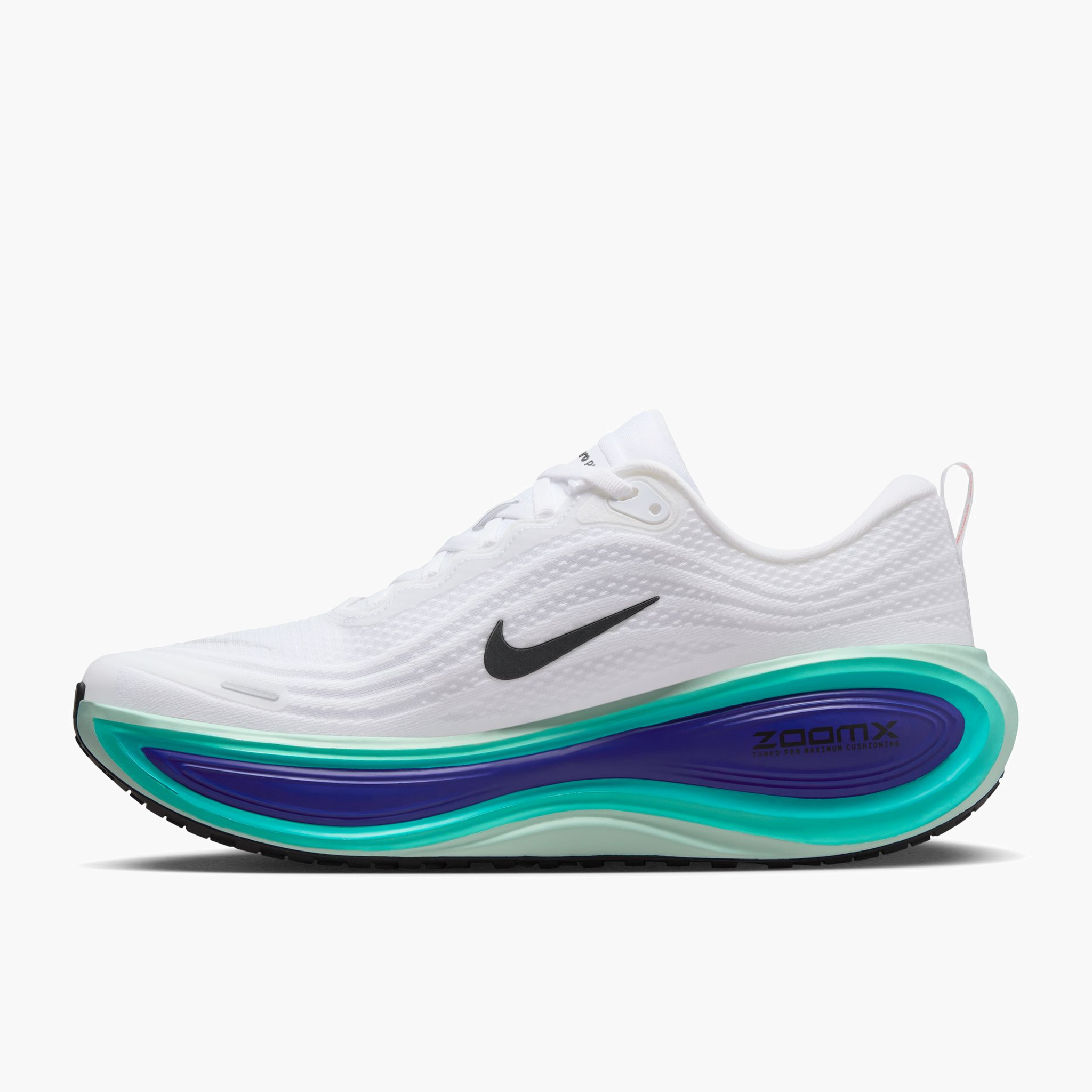 Medial angle shot of Men's Vomero Plus in White / Black-Bright Concord-Hyper Turq