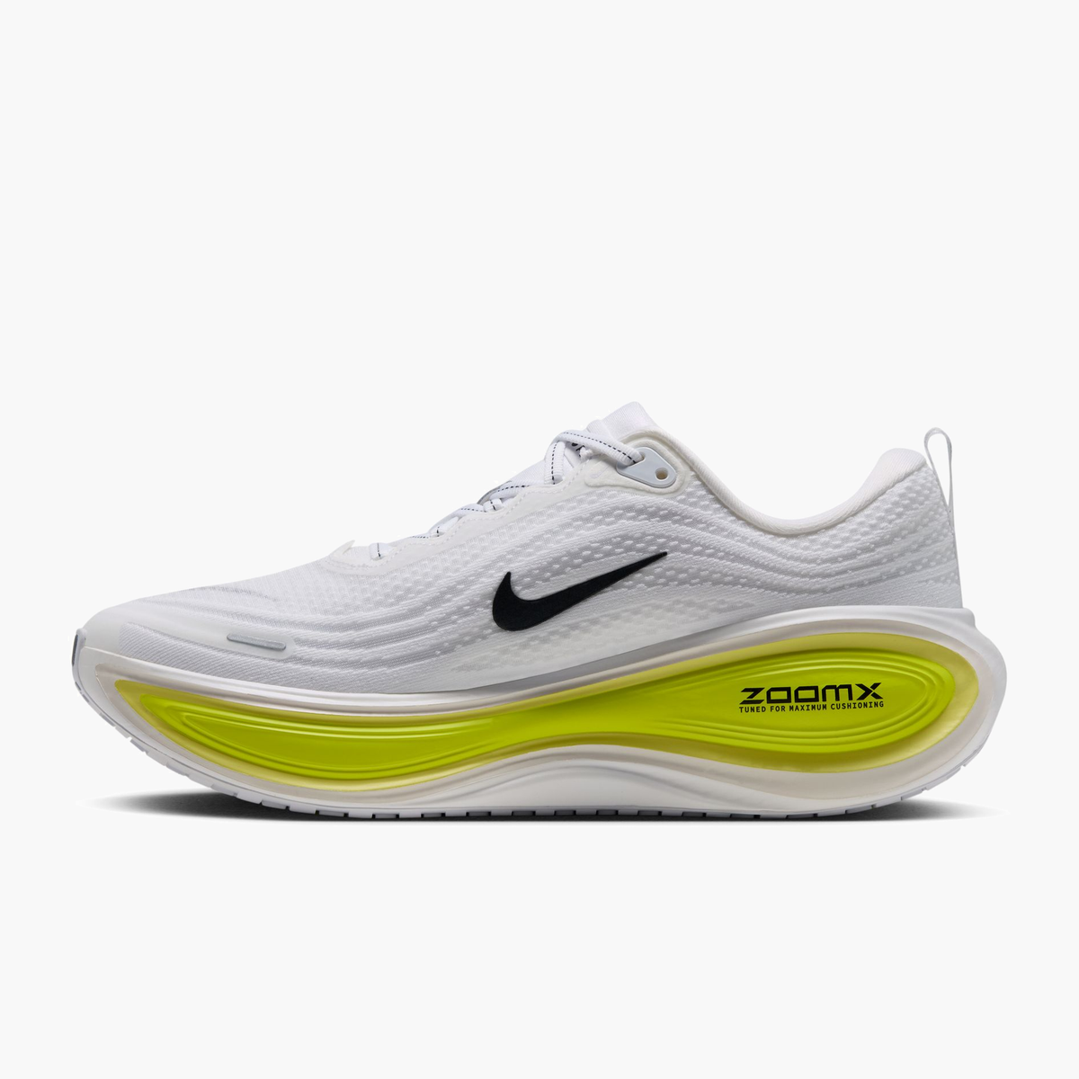 Medial angle shot of Men's Vomero Plus in White / Black-Lemon Venom-Electric Yellow