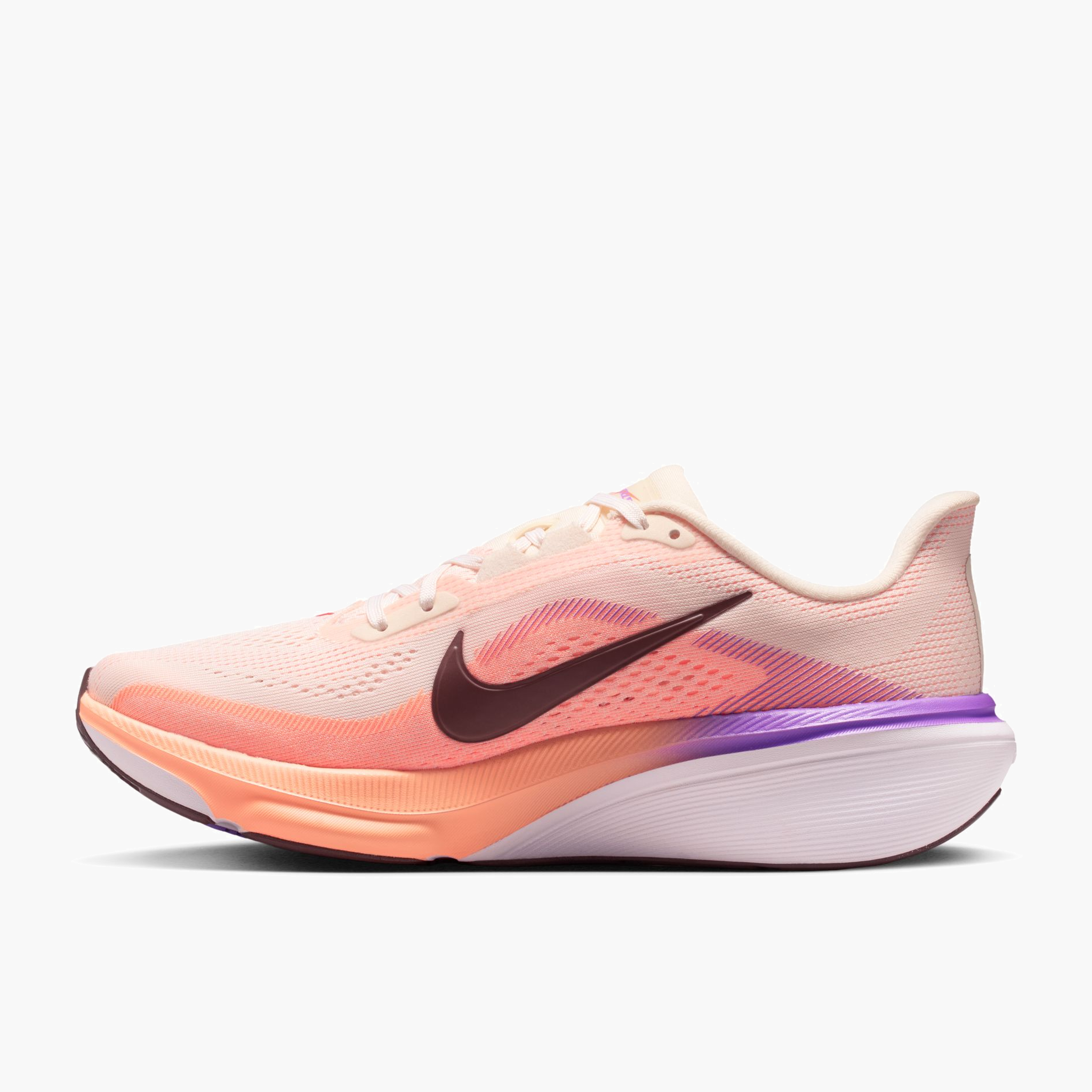 Medial angle shot of Women's Pegasus 42 in Chalk / Tattoo-Orange Pulse-Bright Violet