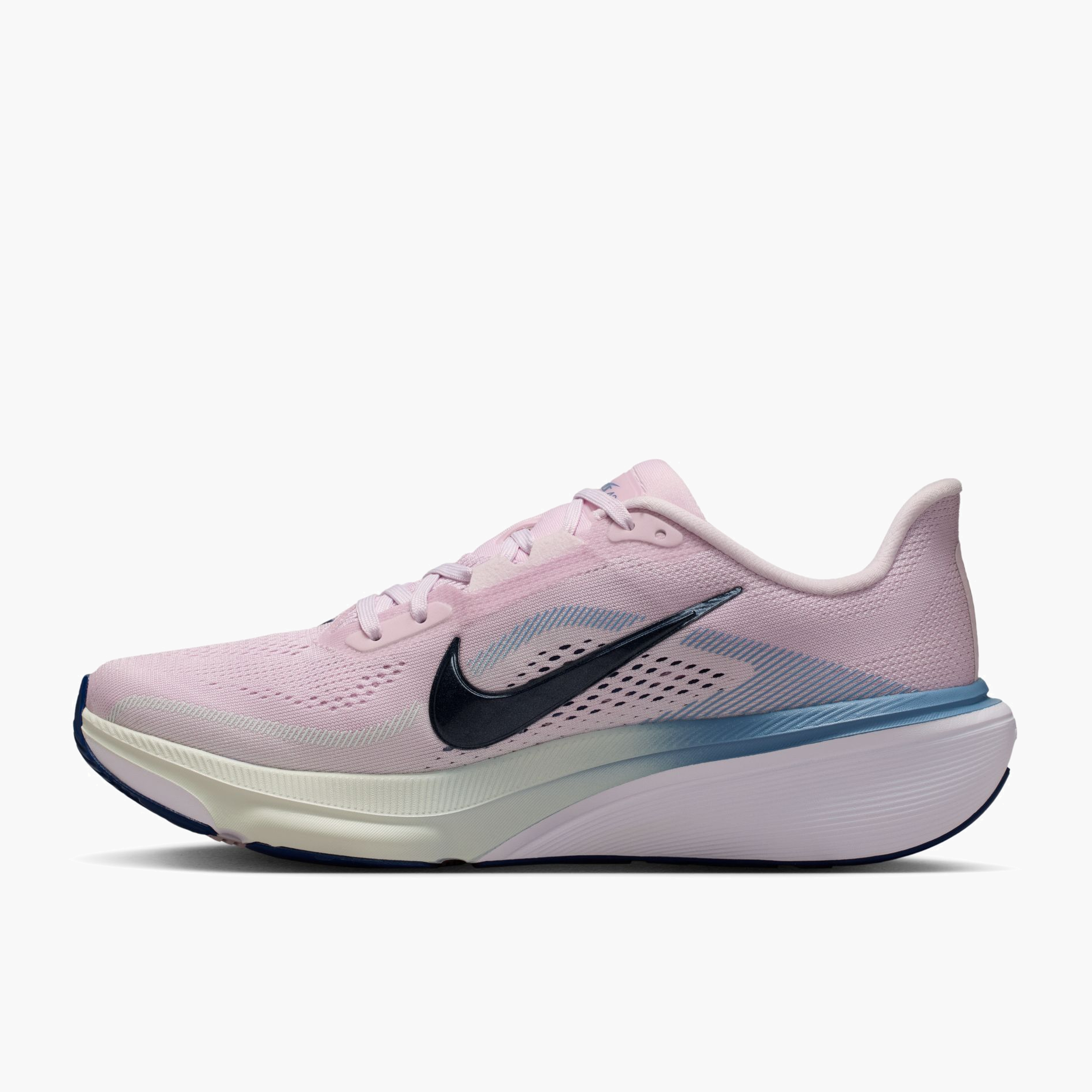 Medial angle shot of Women's Pegasus 42 in Bleached Lilac / Blue Void-Work Blue
