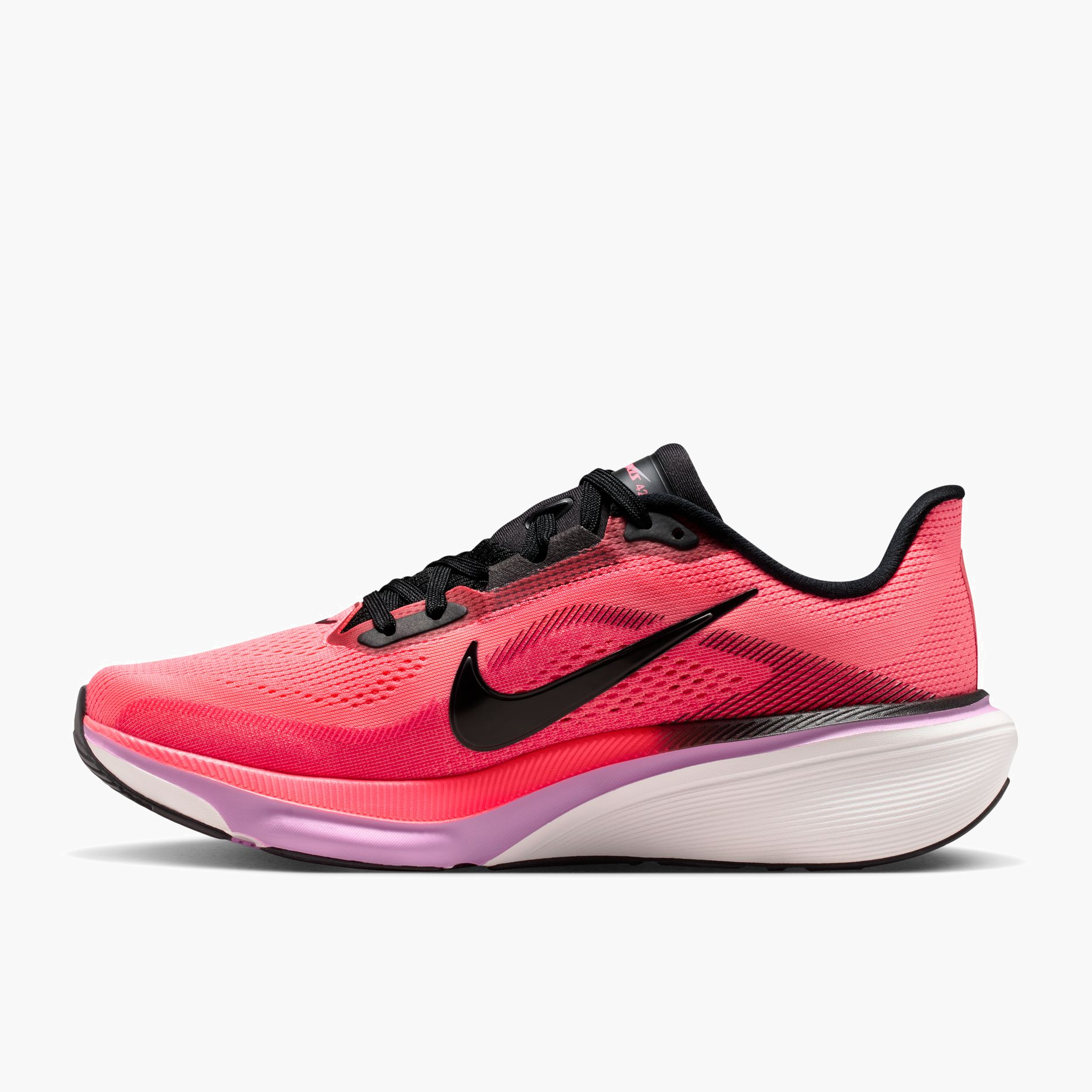 Medial angle shot of Women's Pegasus 42 in Lava Glow / Black-Flash Crimson-Lt Magenta