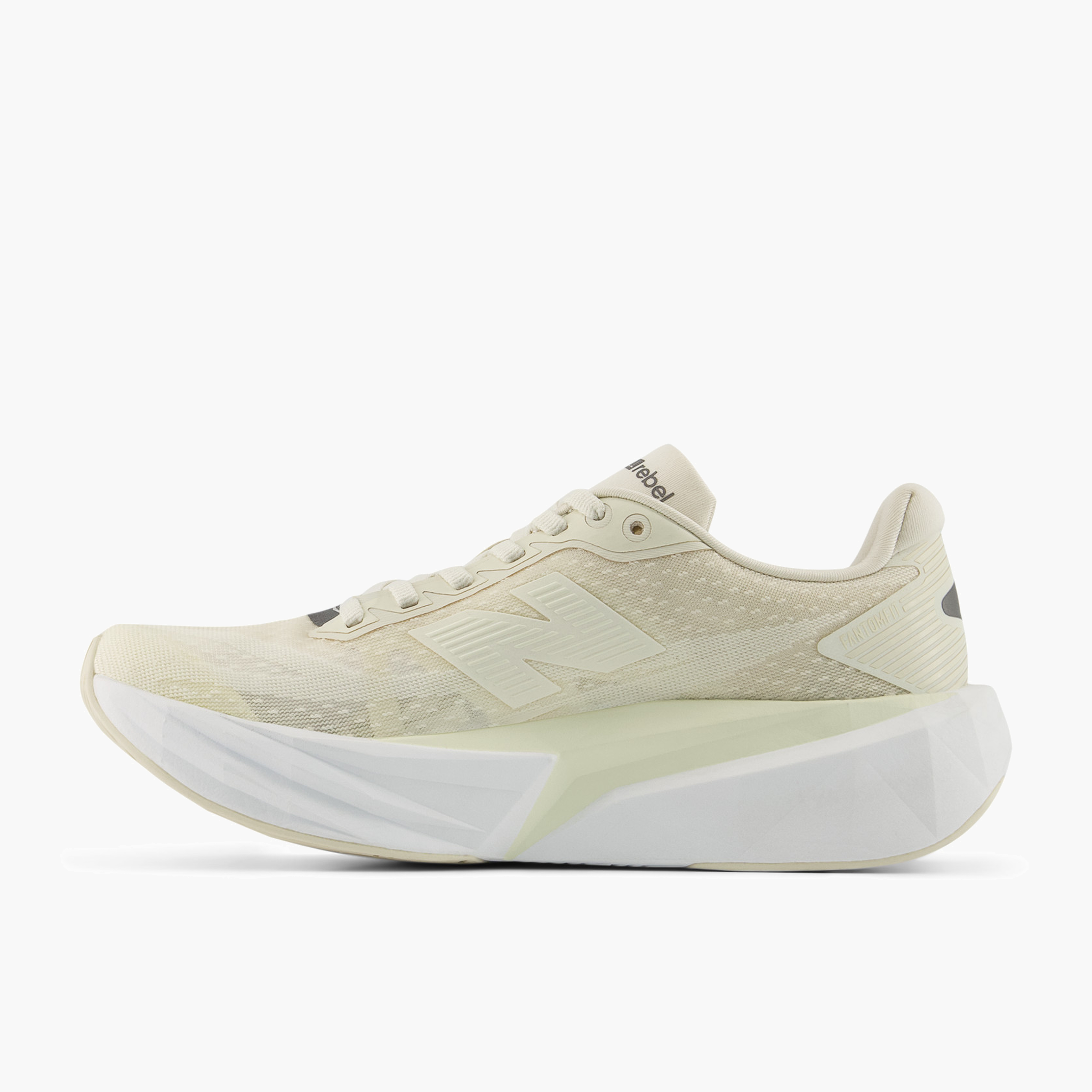 Medial angle shot of Women's FuelCell Rebel v5 in Angora / Linen