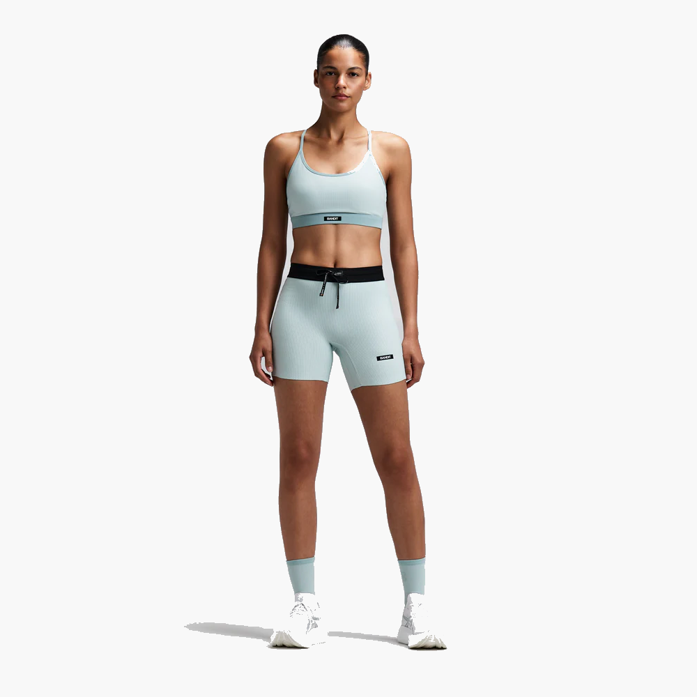 Women's Striped Cadence Strappy Run Bra — Mist / Lagoon — image 1