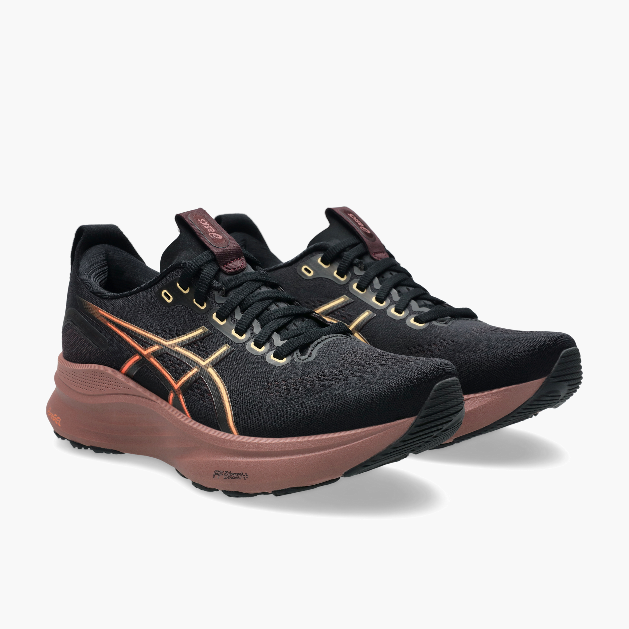 3/4 angle shot of Women's Gel-Kayano 32 in Black / Dark Currant