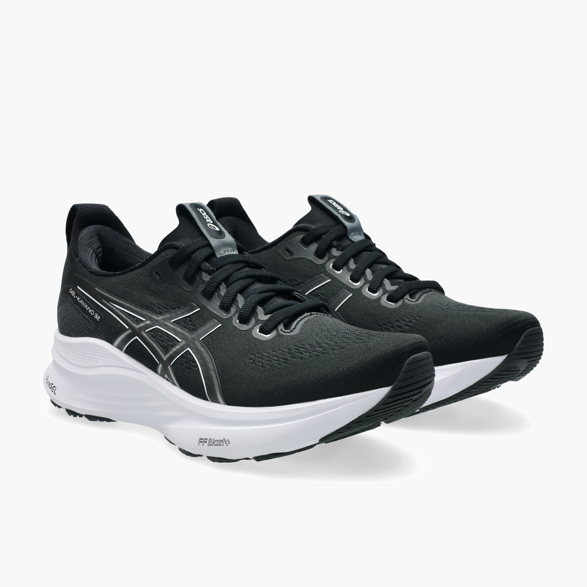 3/4 angle shot of Women's Gel-Kayano 32 in Black / White