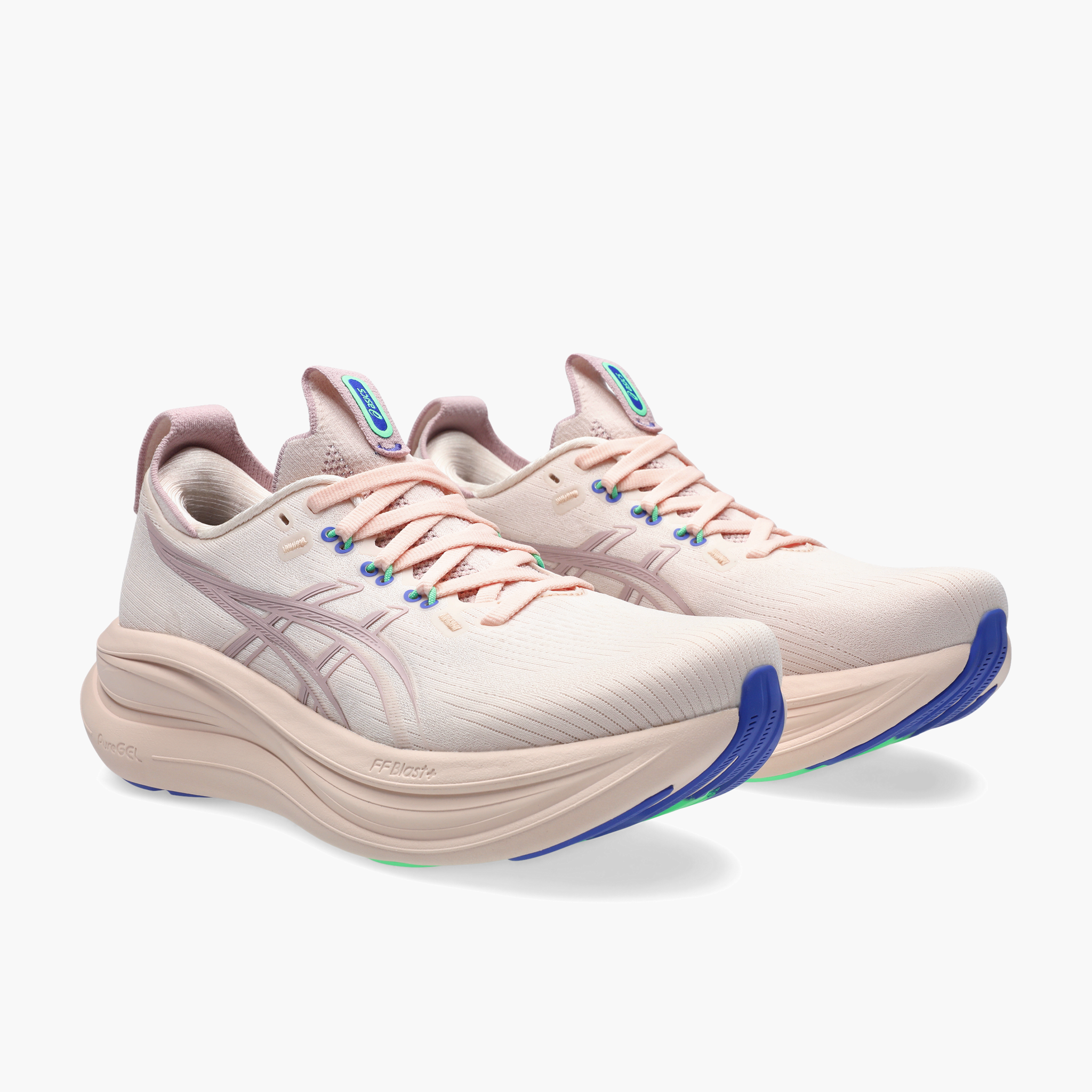3/4 angle shot of Women's Gel-Nimbus 28 in Pearl Pink / Morganite