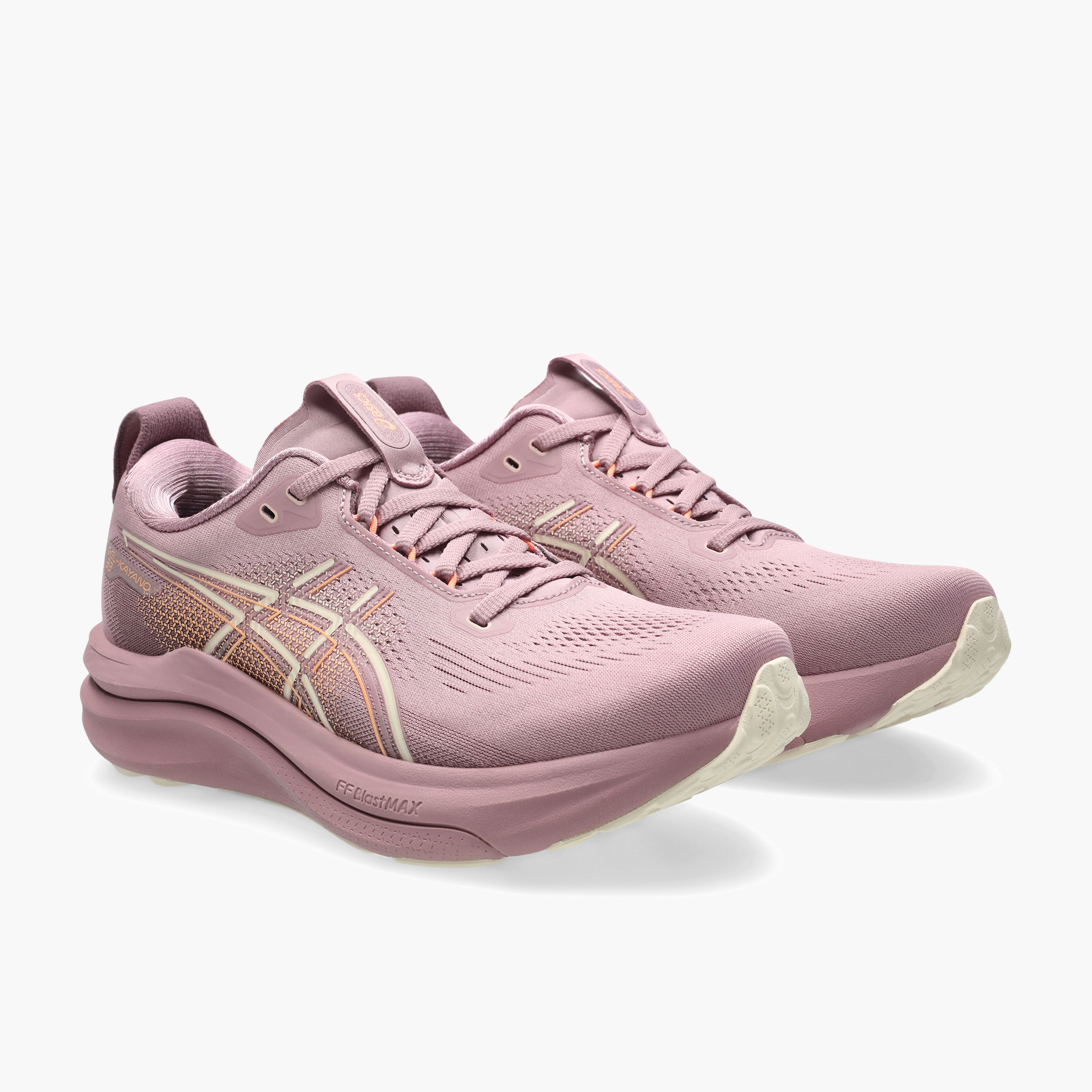 3/4 angle shot of Women's Gel-Kayano 33 in Taro Purple / Dusty Mauve