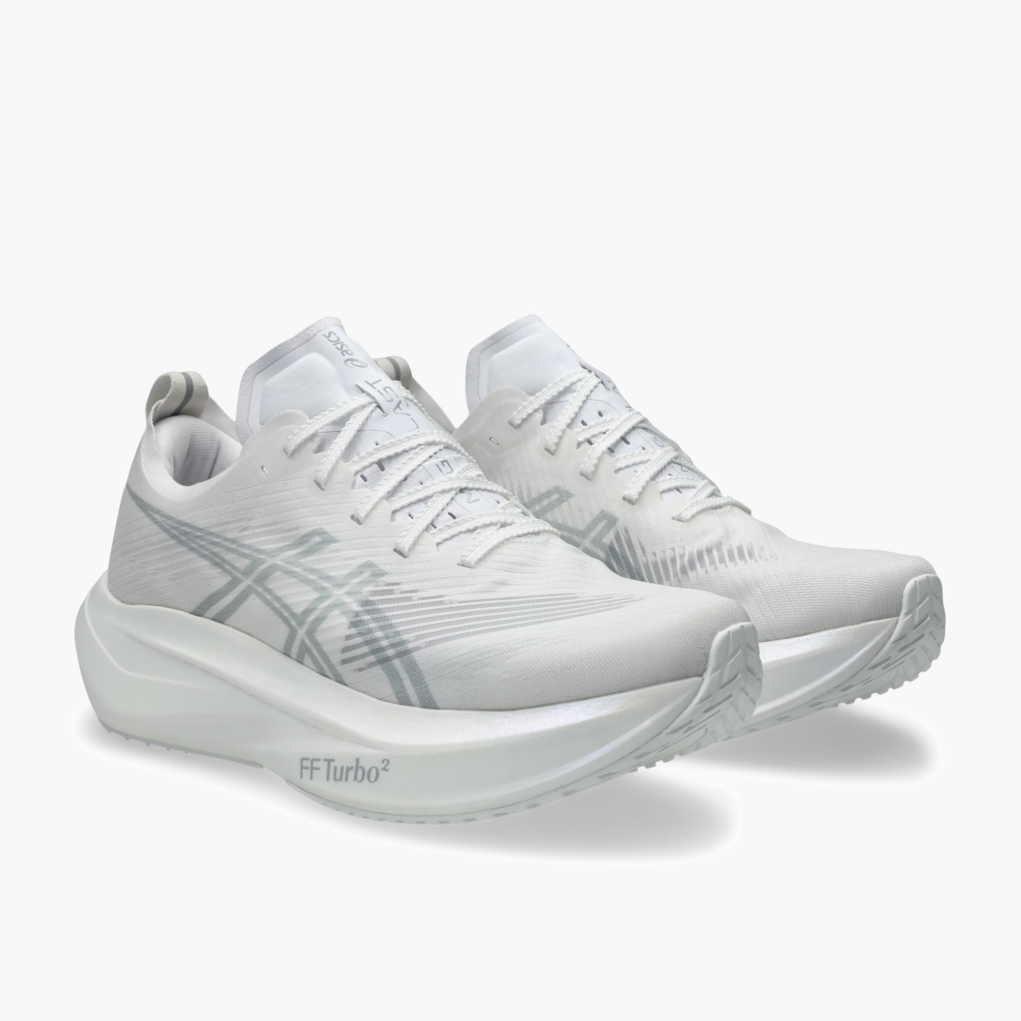 3/4 angle shot of All Gender Megablast in White / Piedmont Grey