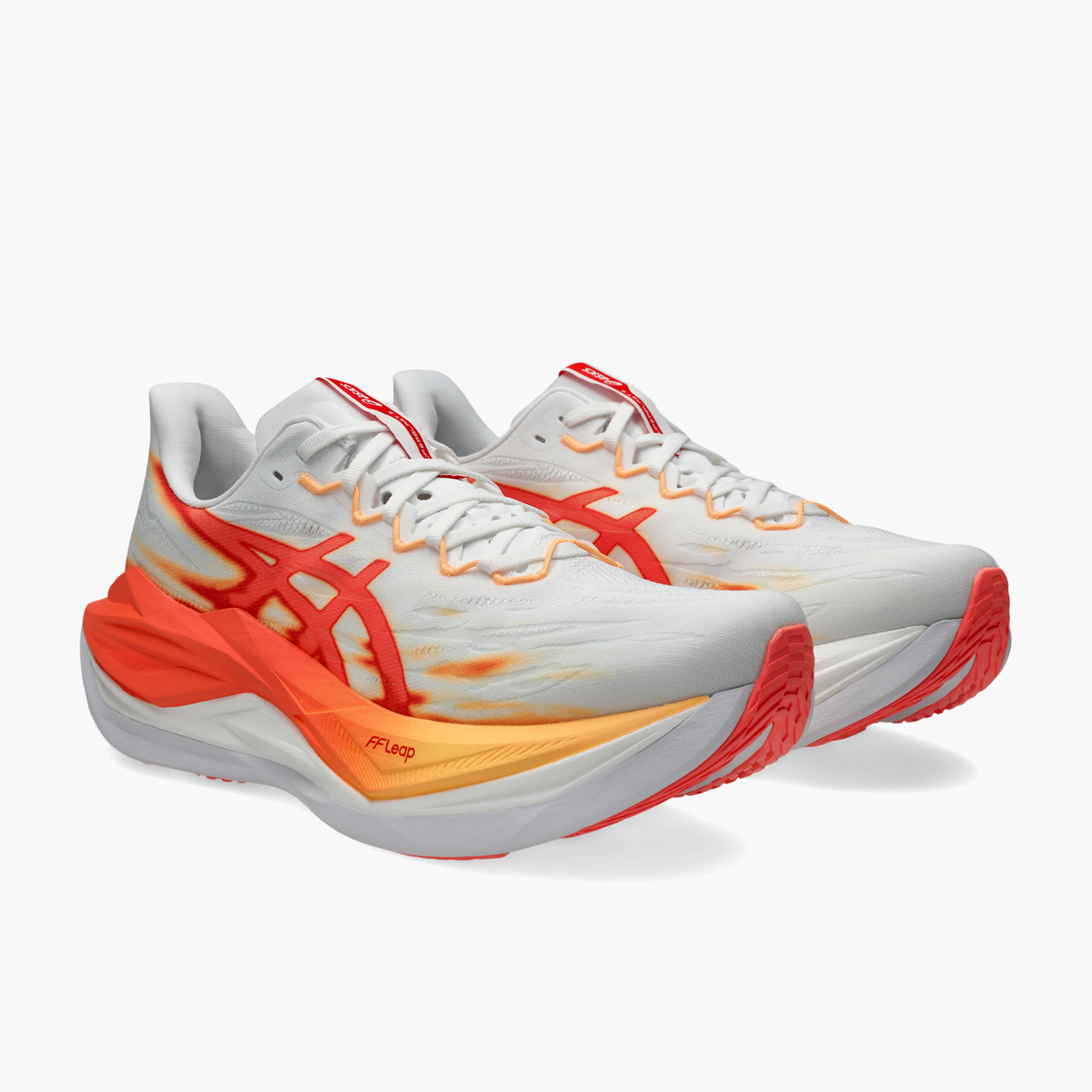 3/4 angle shot of All Gender Superblast 3 in White / Orange Glow