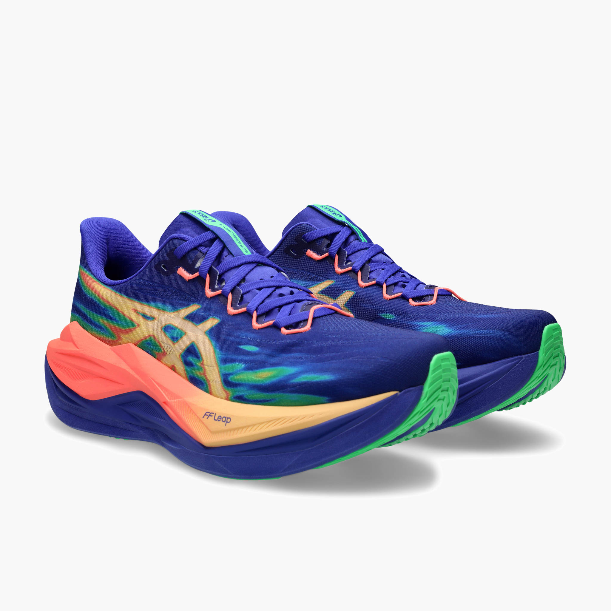3/4 angle shot of All Gender Superblast 3 in Cobalt Burst / Light Orange
