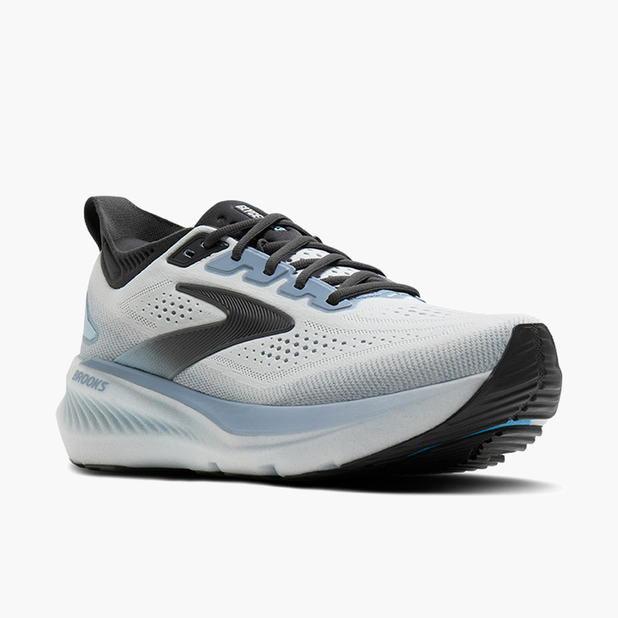 3/4 angle shot of Men's Glycerin 23 in White / Rain / Baltic Sea