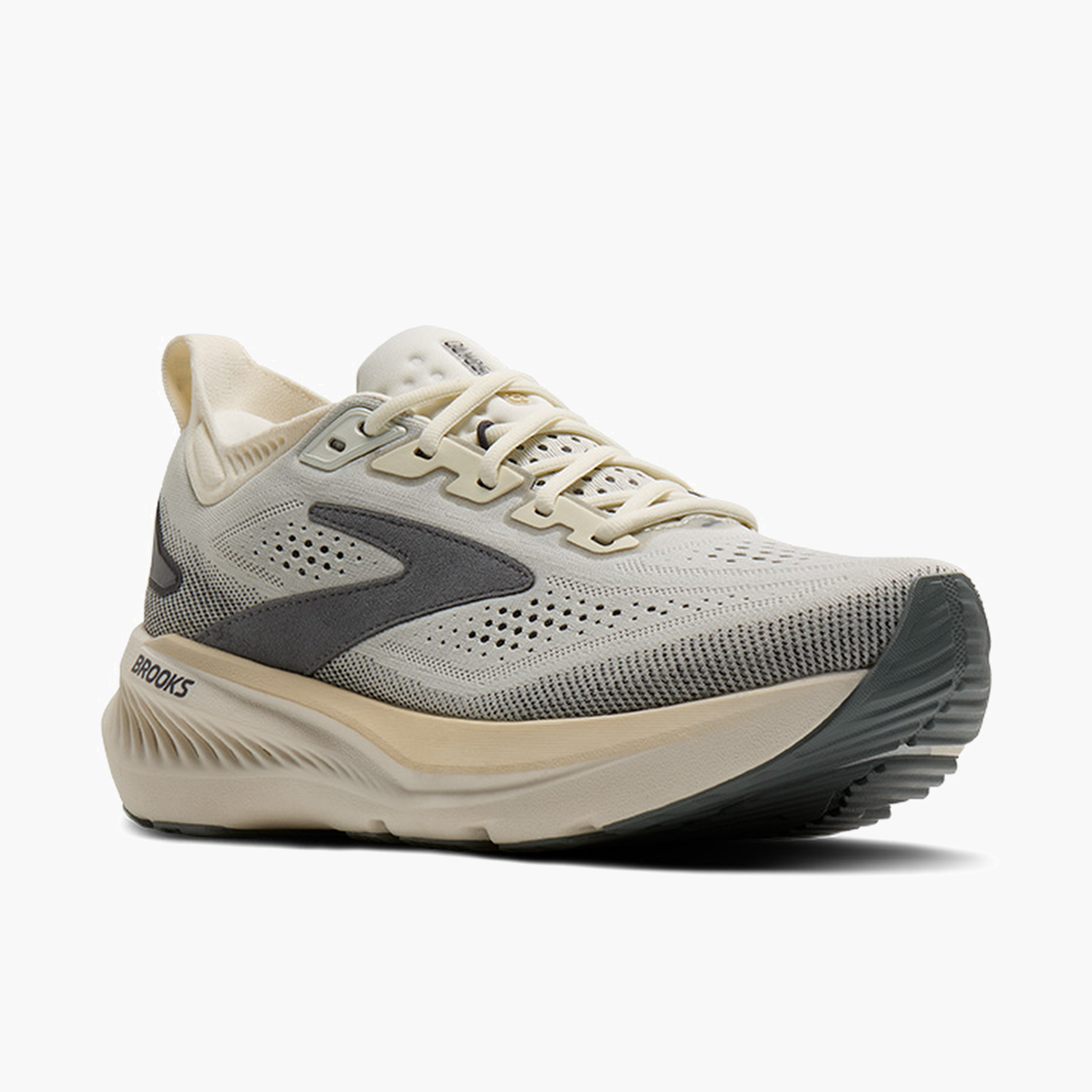3/4 angle shot of Men's Glycerin 23 in Coconut / Bleached Sand / Grey
