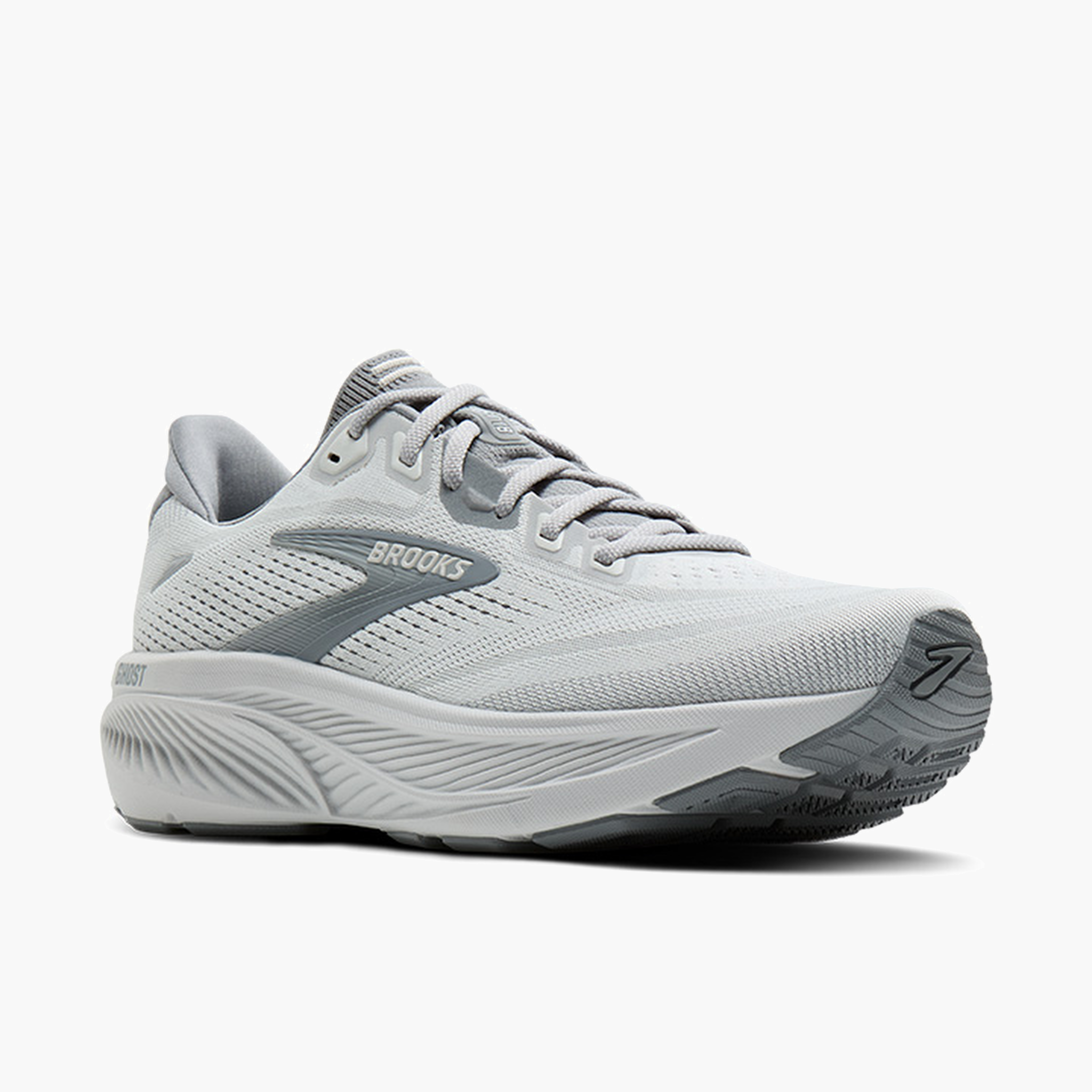 3/4 angle shot of Men's Ghost 18 in Primer Grey / Oyster Mushroom