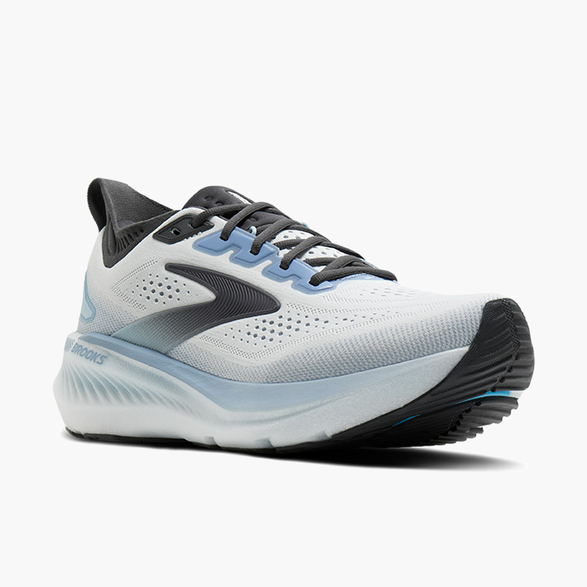 3/4 angle shot of Men's Glycerin GTS 23 in White / Rain / Baltic Sea