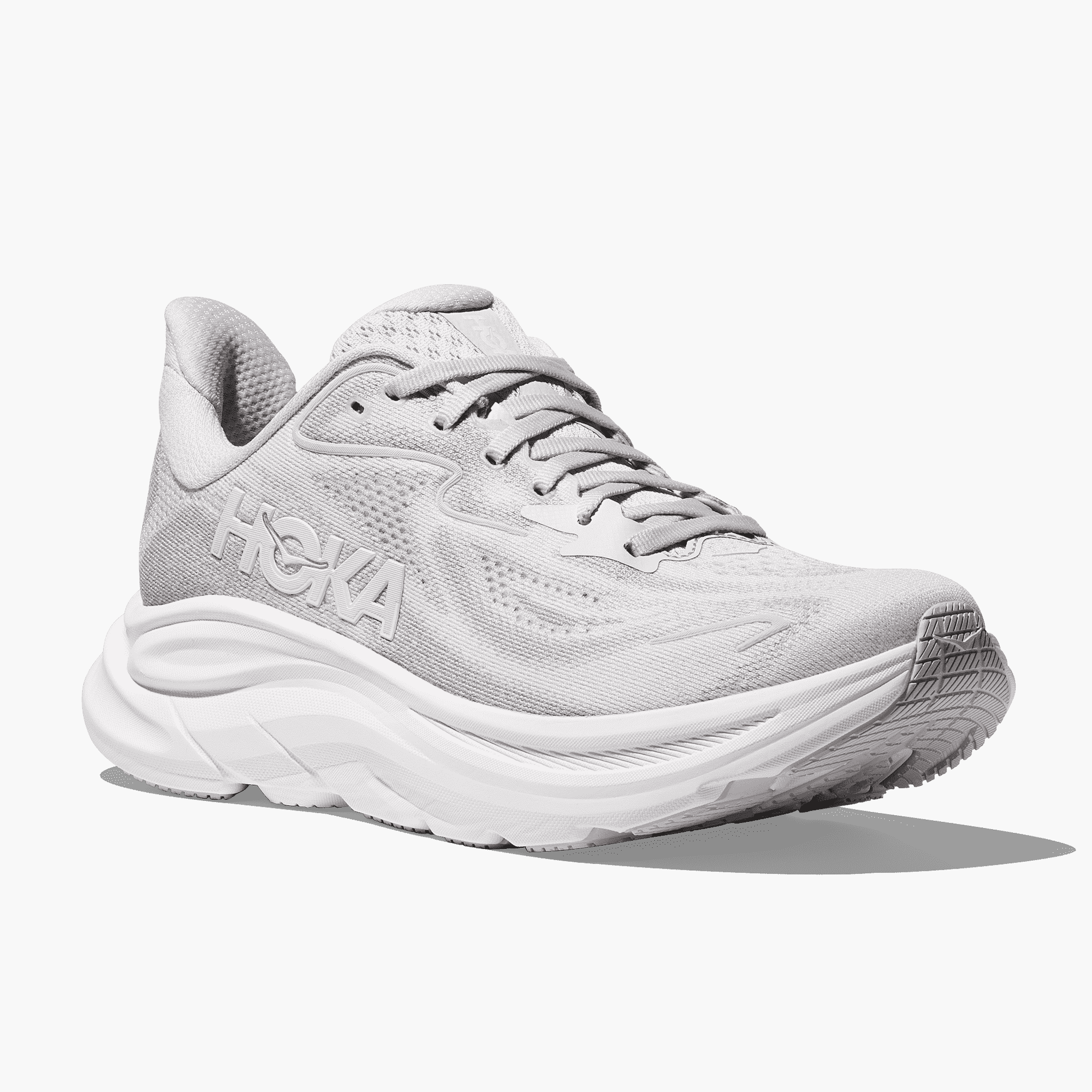 3/4 angle shot of Women's Clifton 10 in Cosmic Grey / Stardust