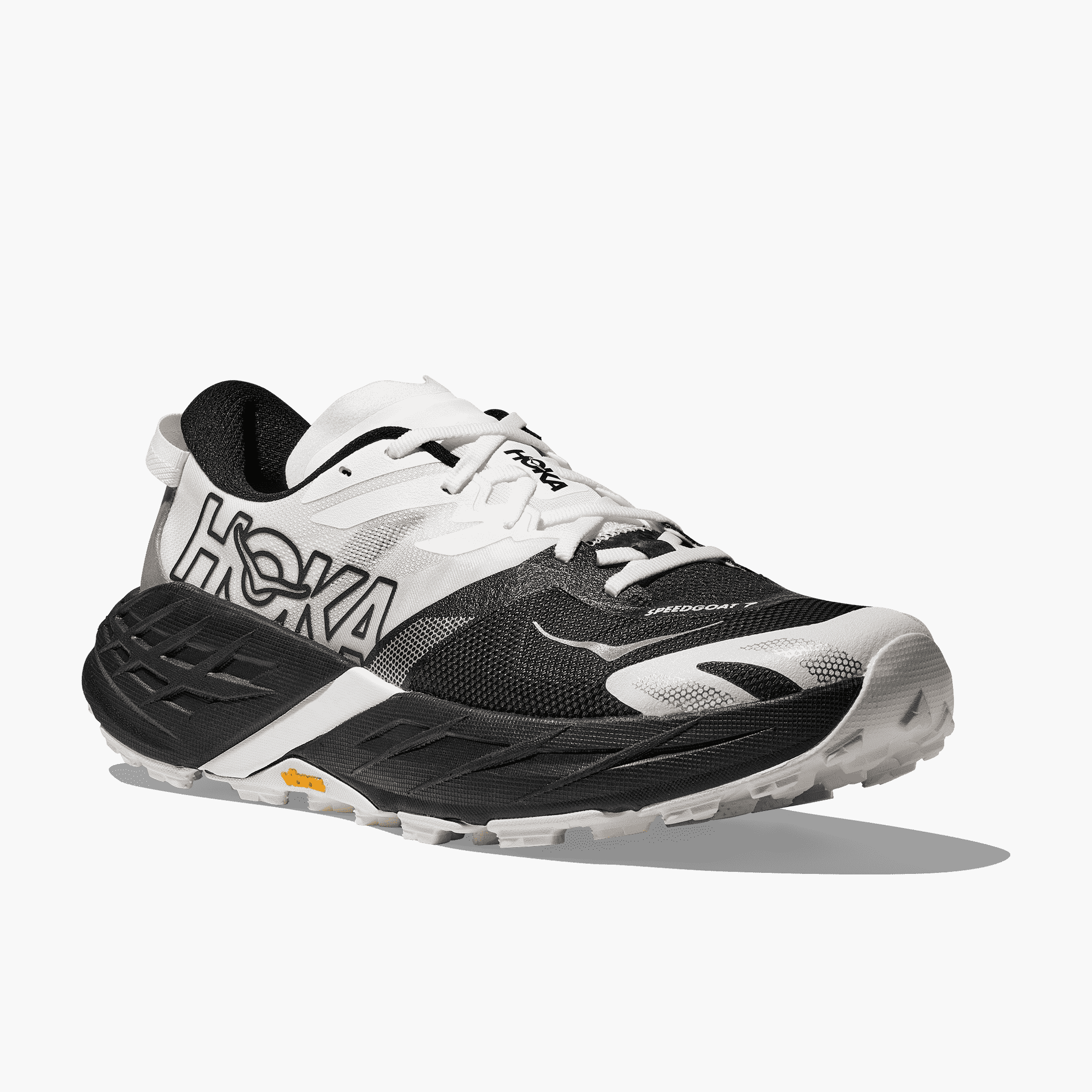 3/4 angle shot of Women's Speedgoat 7 in Black  /  White