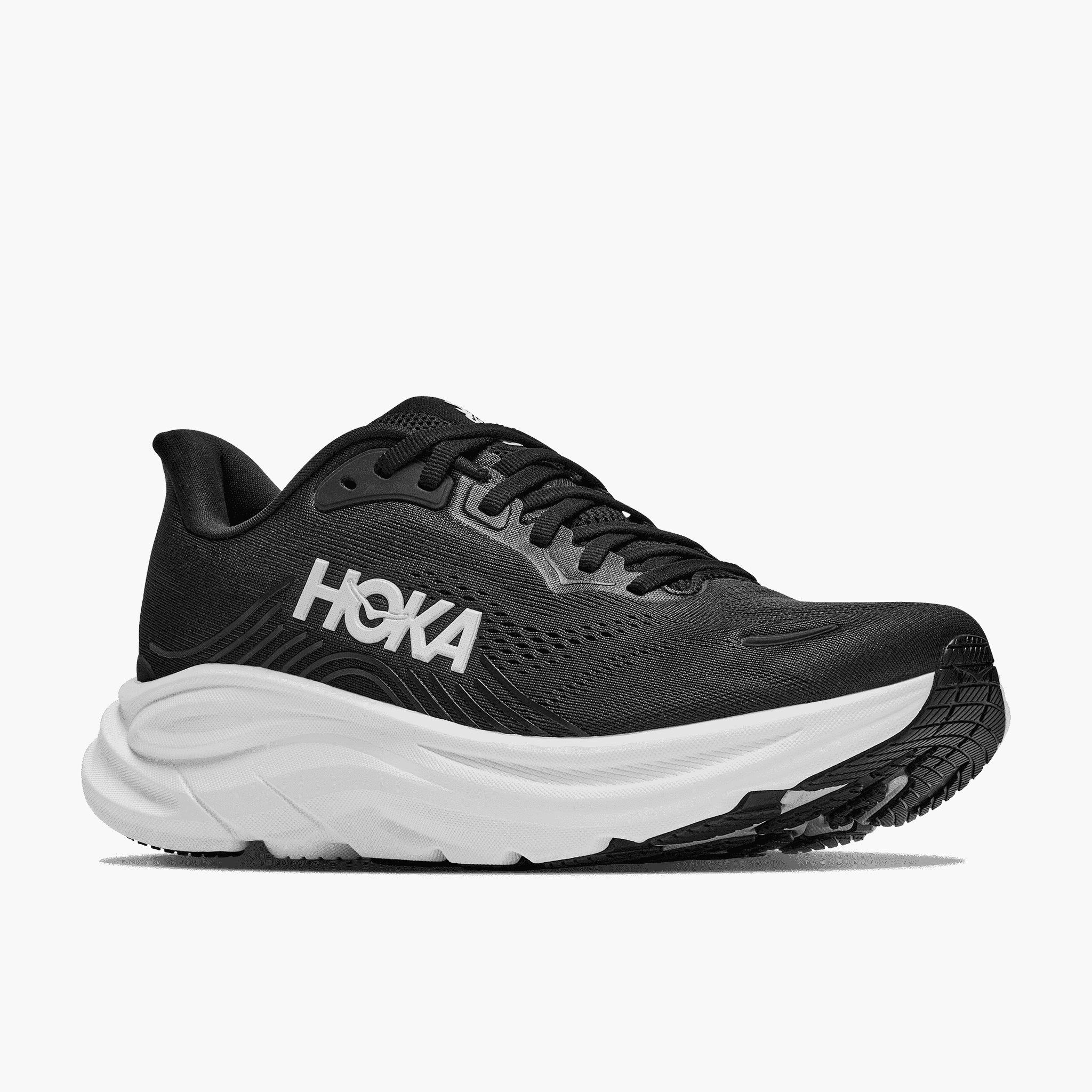 3/4 angle shot of Women's Clifton 11 in Black  /  White